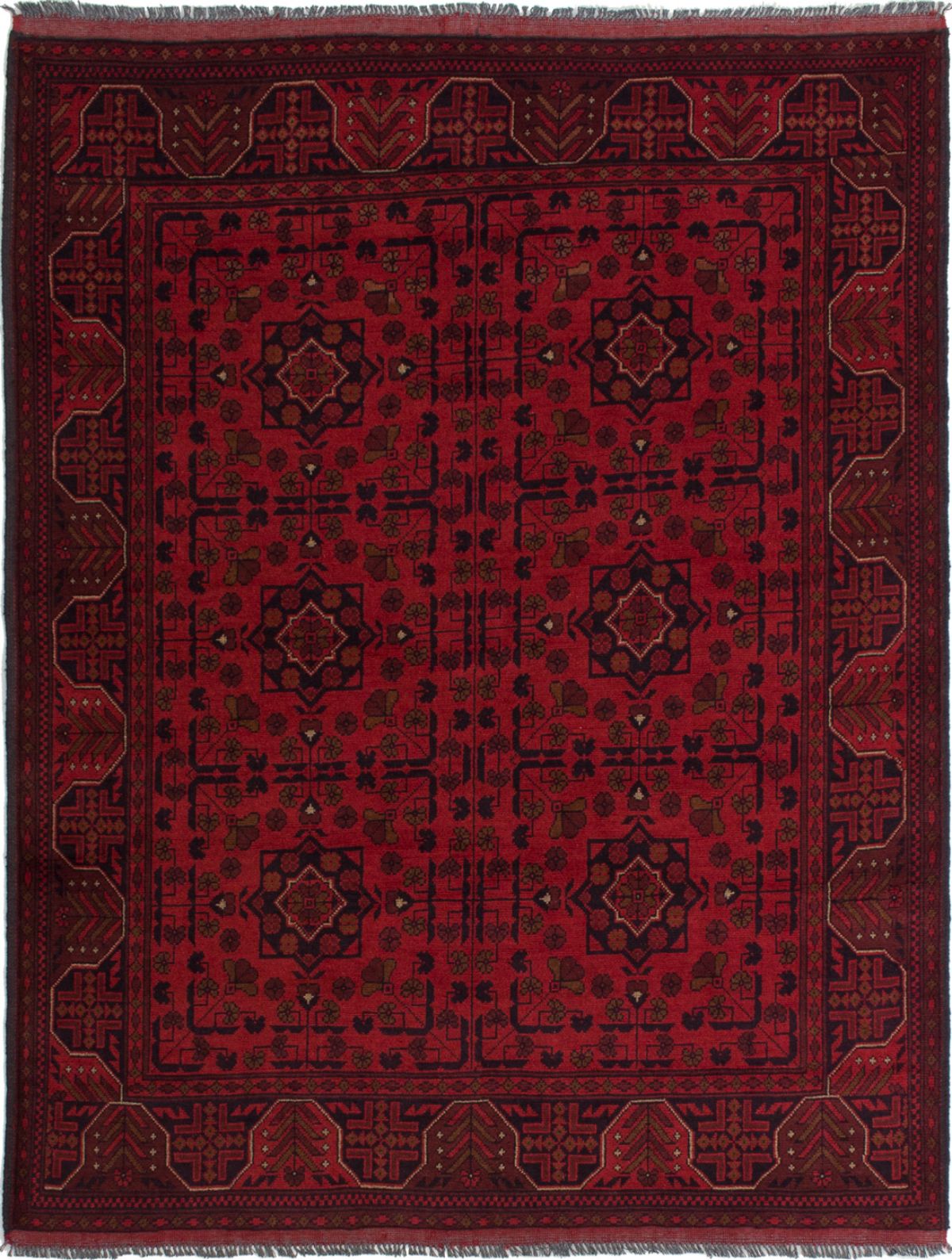 Hand-knotted Finest Khal Mohammadi Red Wool Rug 4'9" x 6'5"  Size: 4'9" x 6'5"  