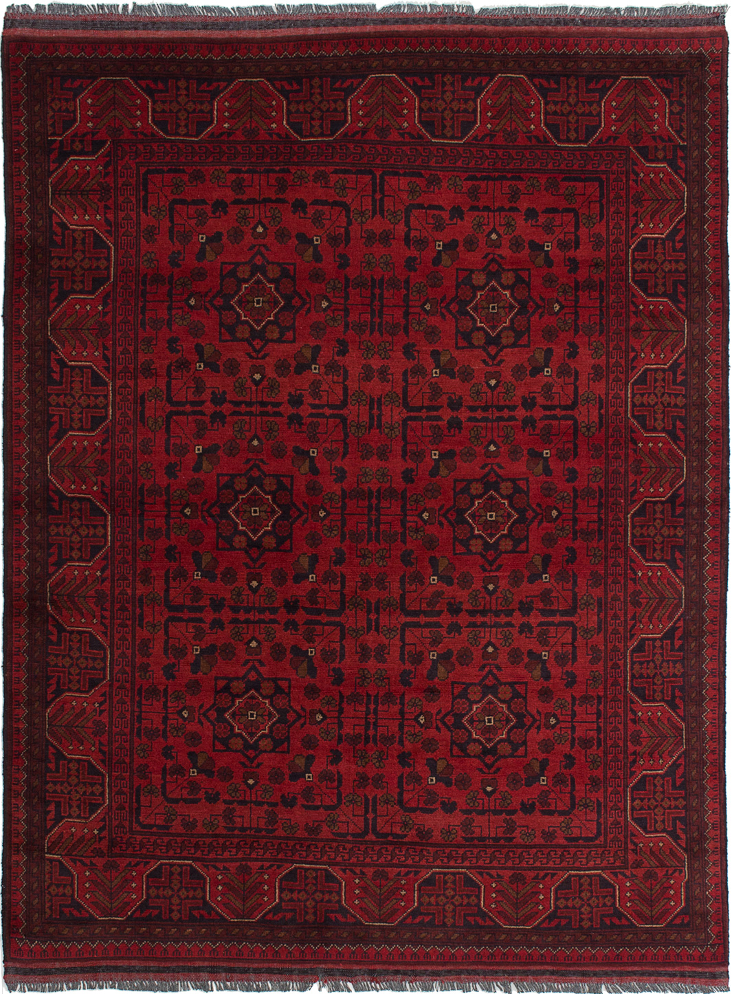 Hand-knotted Finest Khal Mohammadi Red Wool Rug 4'9" x 6'6"  Size: 4'9" x 6'6"  