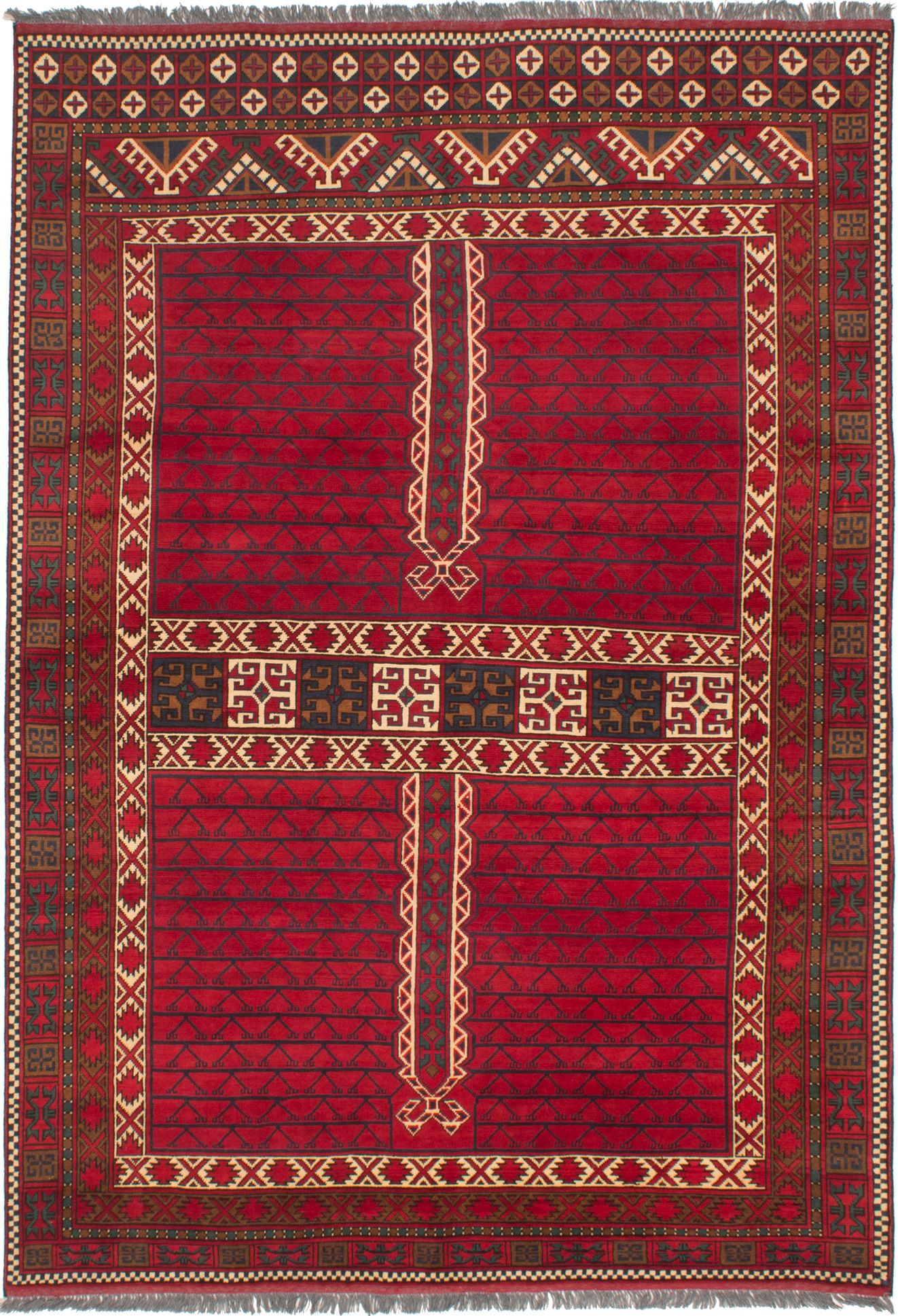 Hand-knotted Finest Kargahi Red Wool Rug 6'10" x 9'8" Size: 6'10" x 9'8"  