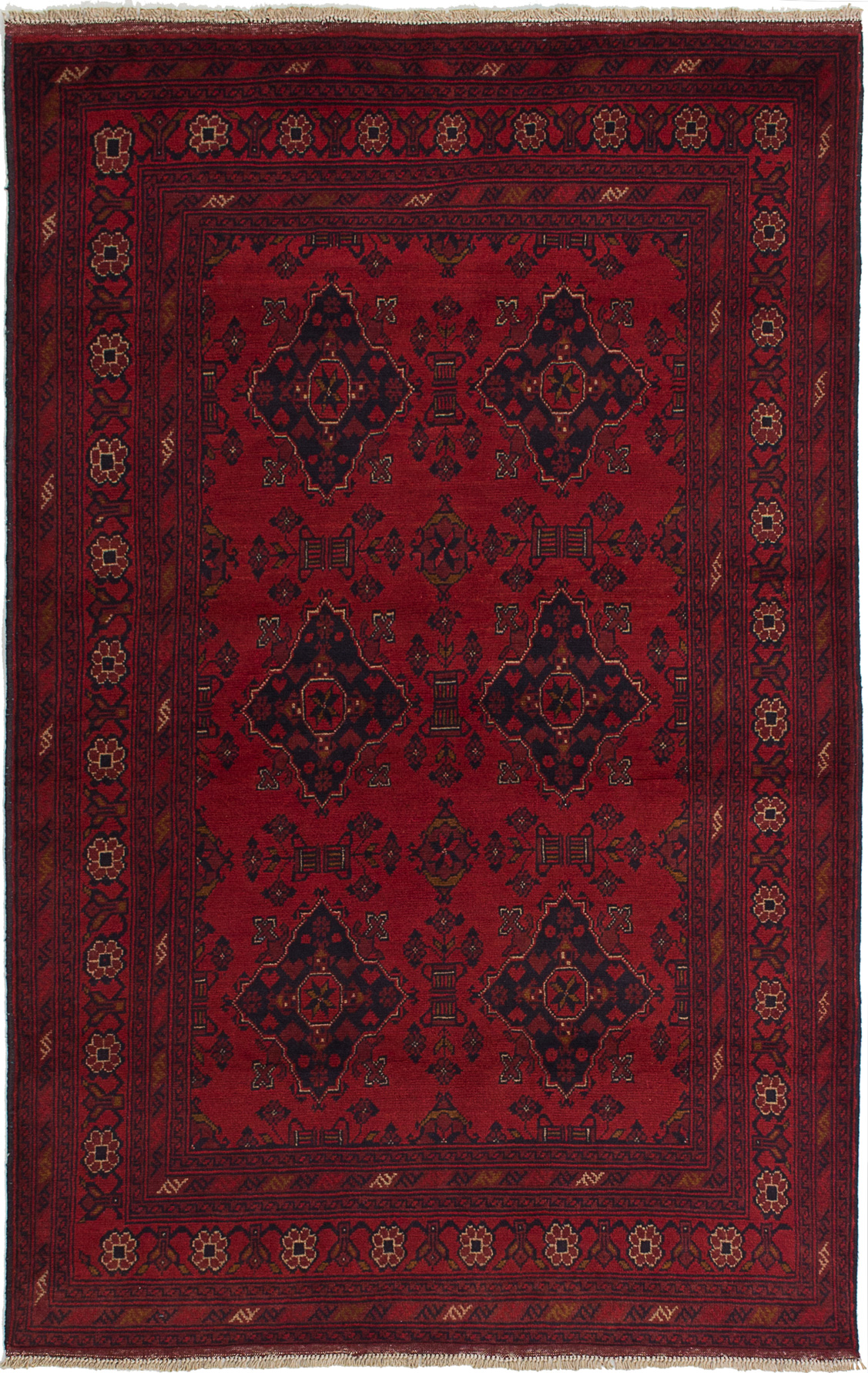 Hand-knotted Finest Khal Mohammadi Red Wool Rug 4'1" x 6'4"  Size: 4'1" x 6'4"  