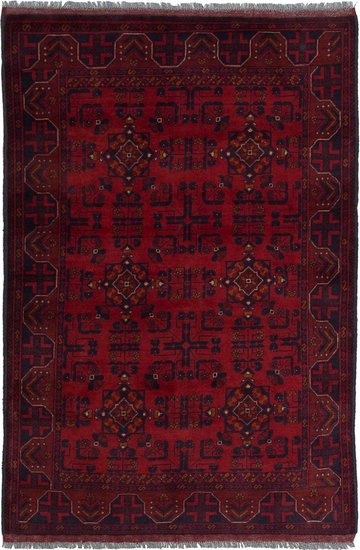 Hand-knotted Finest Khal Mohammadi Red Wool Rug 4'1" x 6'4" (14) Size: 4'1" x 6'4"  