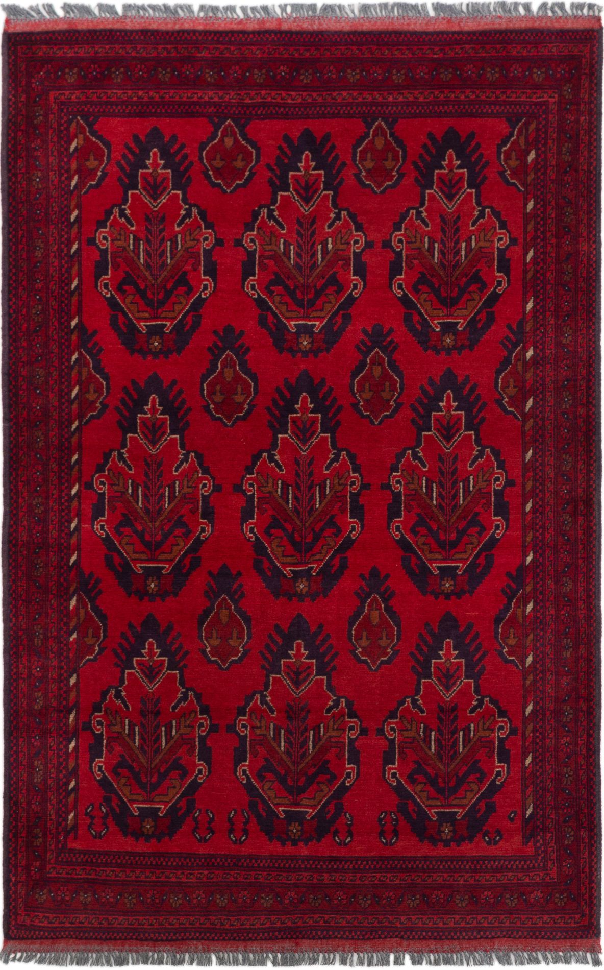 Hand-knotted Finest Khal Mohammadi Red Wool Rug 4'3" x 6'8"  Size: 4'3" x 6'8"  