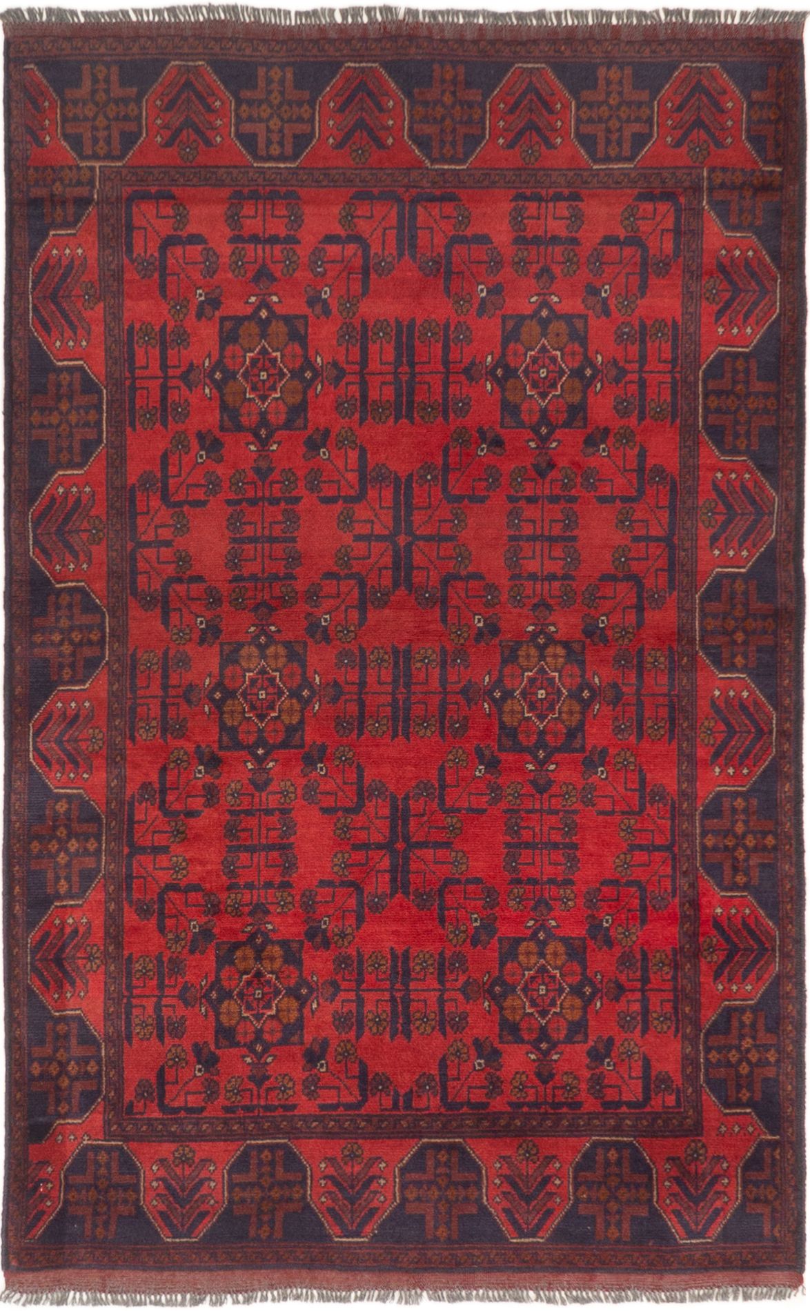 Hand-knotted Finest Khal Mohammadi Dark Red Wool Rug 4'1" x 6'4"  Size: 4'1" x 6'4"  