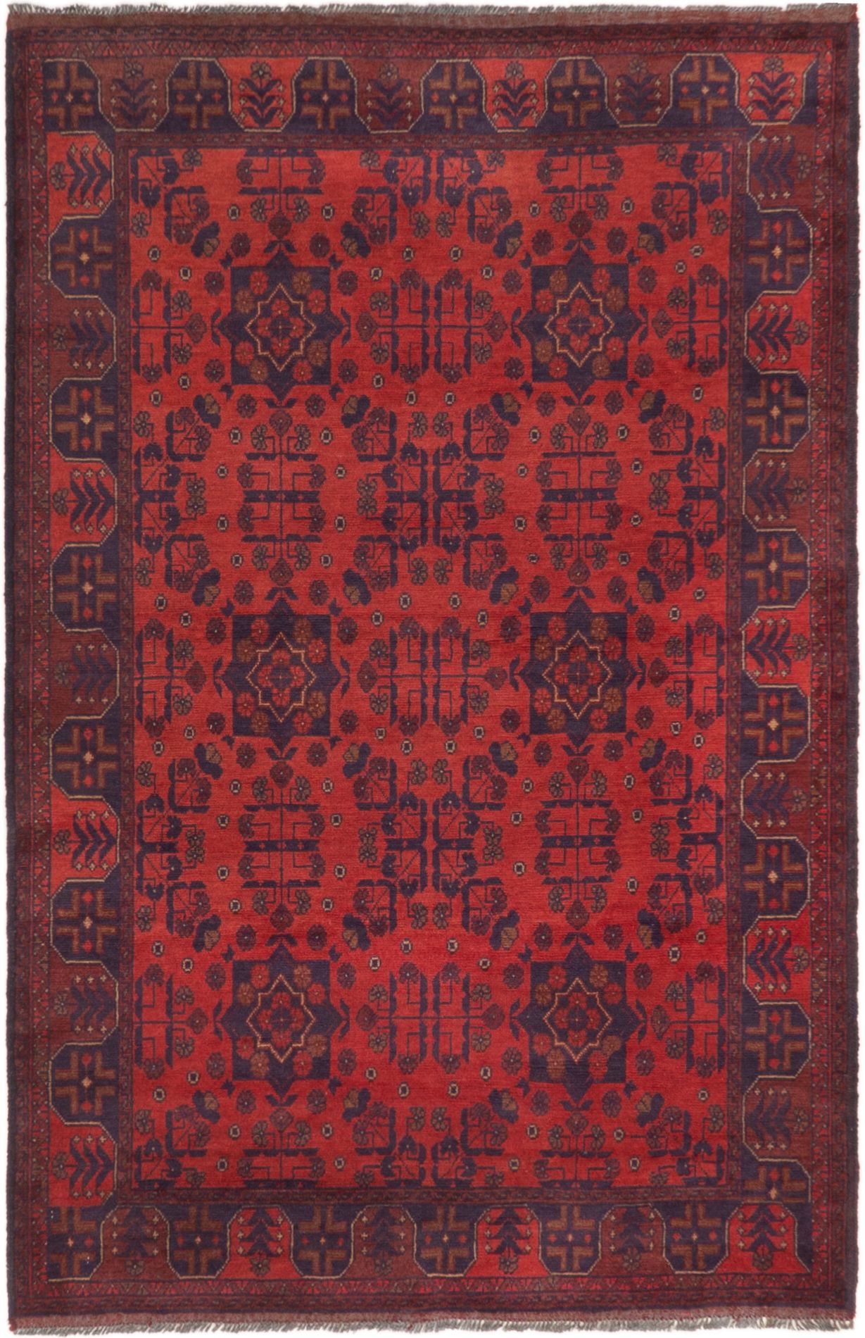 Hand-knotted Finest Khal Mohammadi Dark Red Wool Rug 4'5" x 6'9" Size: 4'5" x 6'9"  
