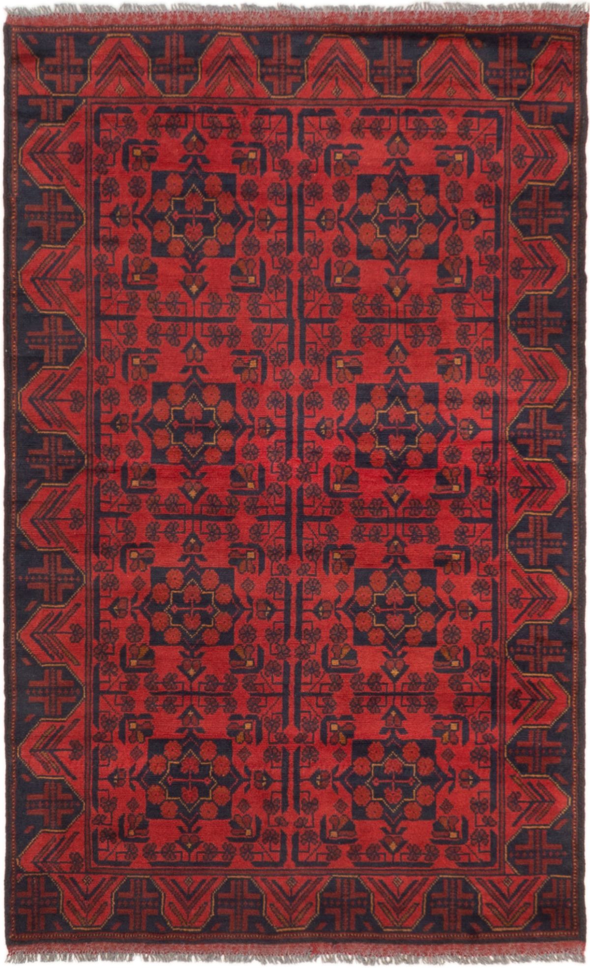Hand-knotted Finest Khal Mohammadi Dark Red Wool Rug 3'11" x 6'3"  Size: 3'11" x 6'3"  