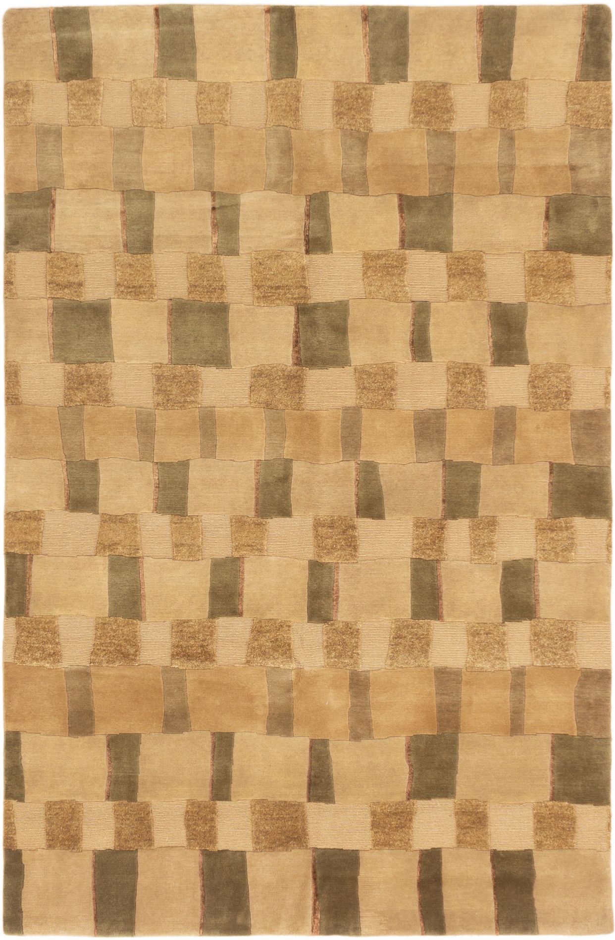 Hand-knotted Shangrila Brown, Tan Wool Rug 6'0" x 9'3" Size: 6'0" x 9'3"  