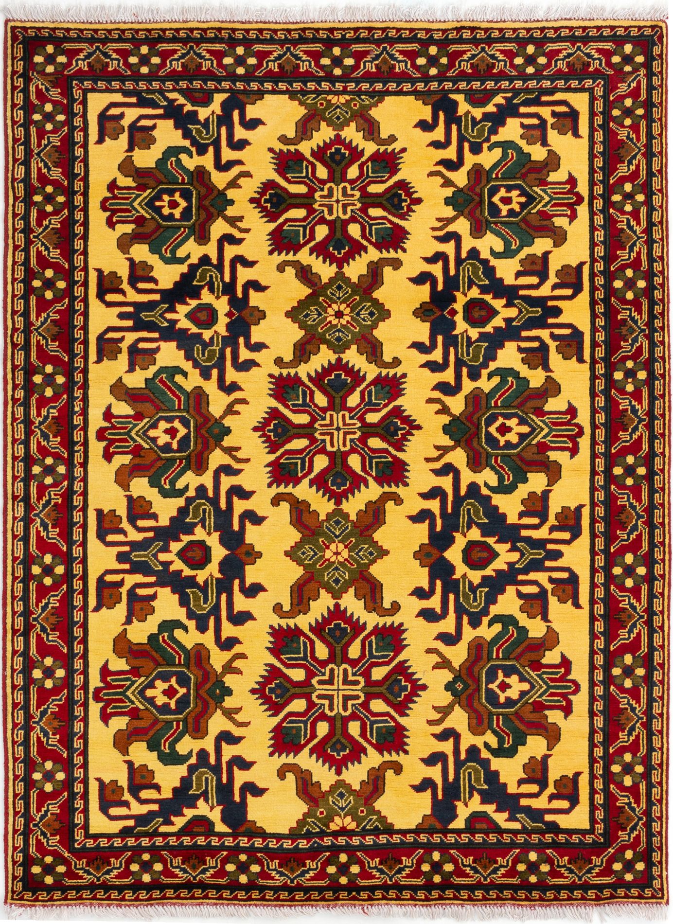 Hand-knotted Finest Kargahi Light Gold Wool Rug 5'1" x 6'10" Size: 5'1" x 6'10"  