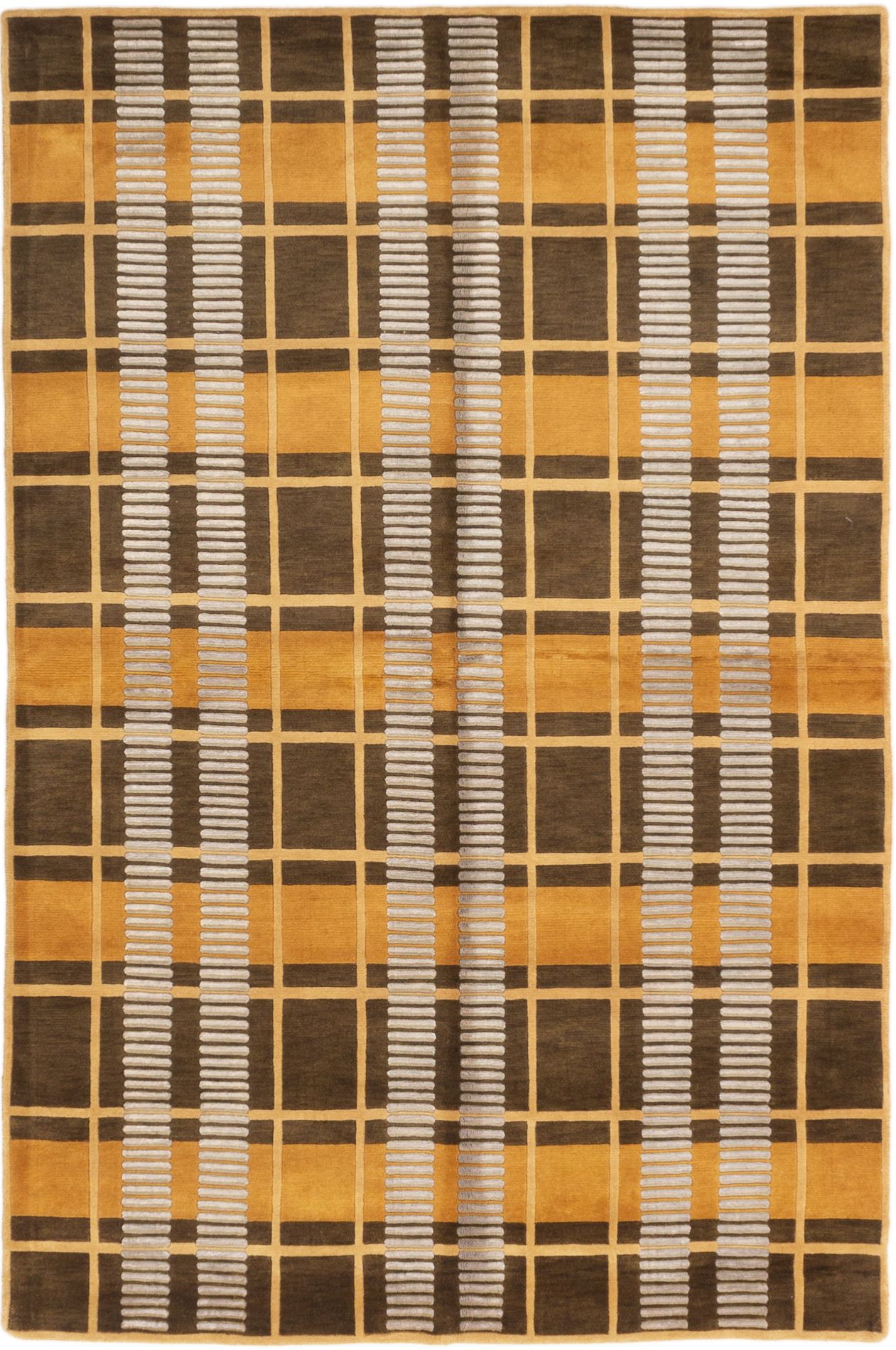 Hand-knotted Karma Light Brown Wool Rug 6'0" x 9'0" Size: 6'0" x 9'0"  