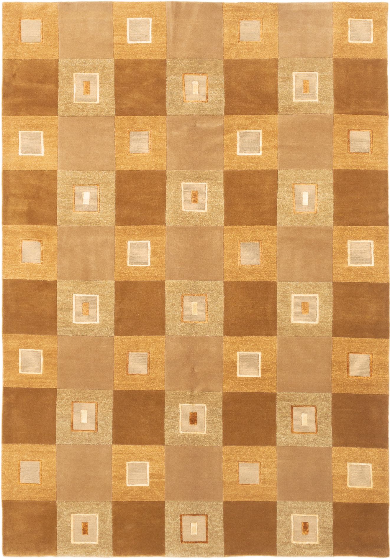 Hand-knotted Shangrila Brown Wool Rug 6'1" x 8'10" Size: 6'1" x 8'10"  