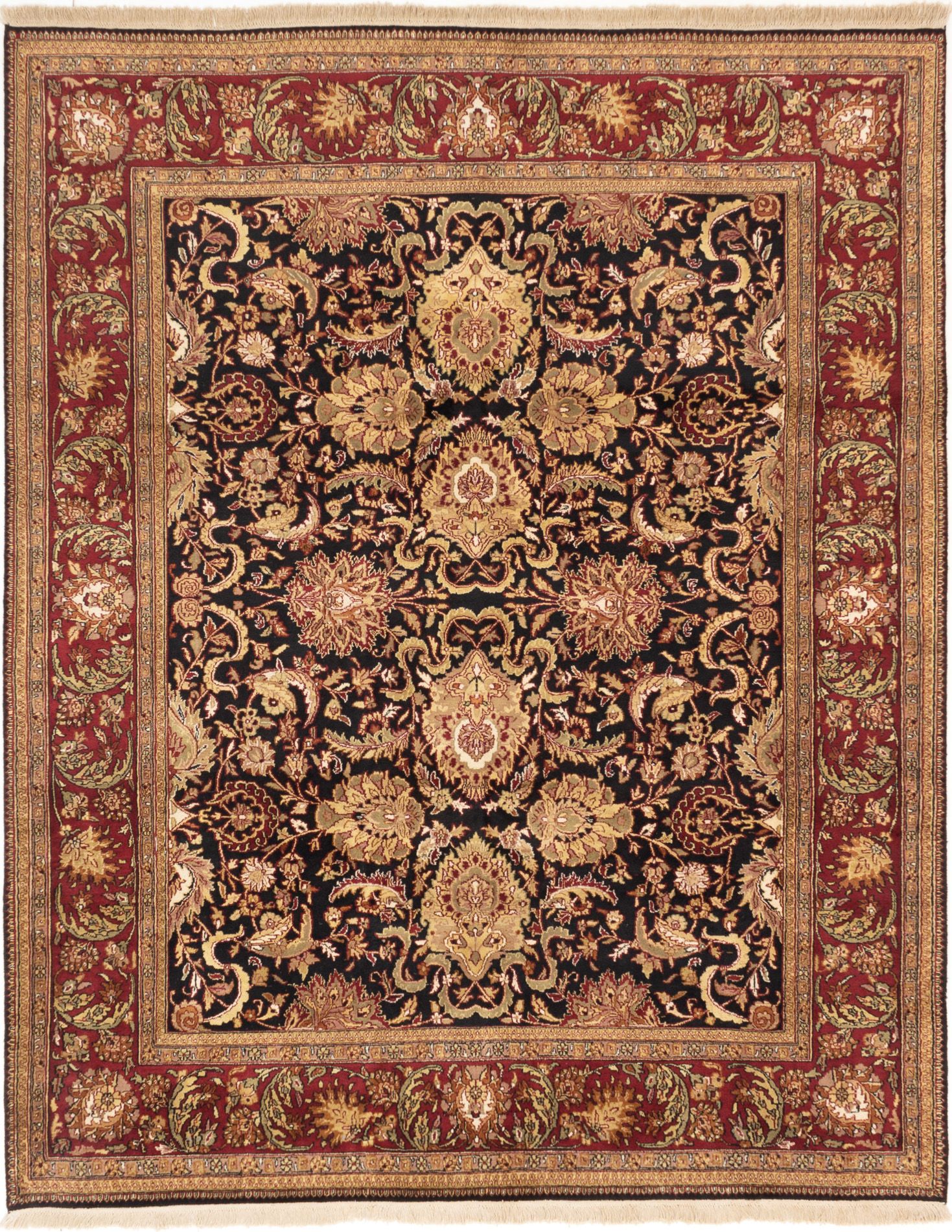 Hand-knotted Jamshidpour Black, Dark Red Wool Rug 8'0" x 10'0" Size: 8'0" x 10'0"  