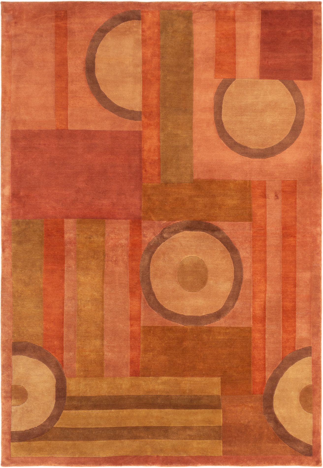 Hand-knotted Karma Copper Wool Rug 6'8" x 9'7" Size: 6'8" x 9'7"  