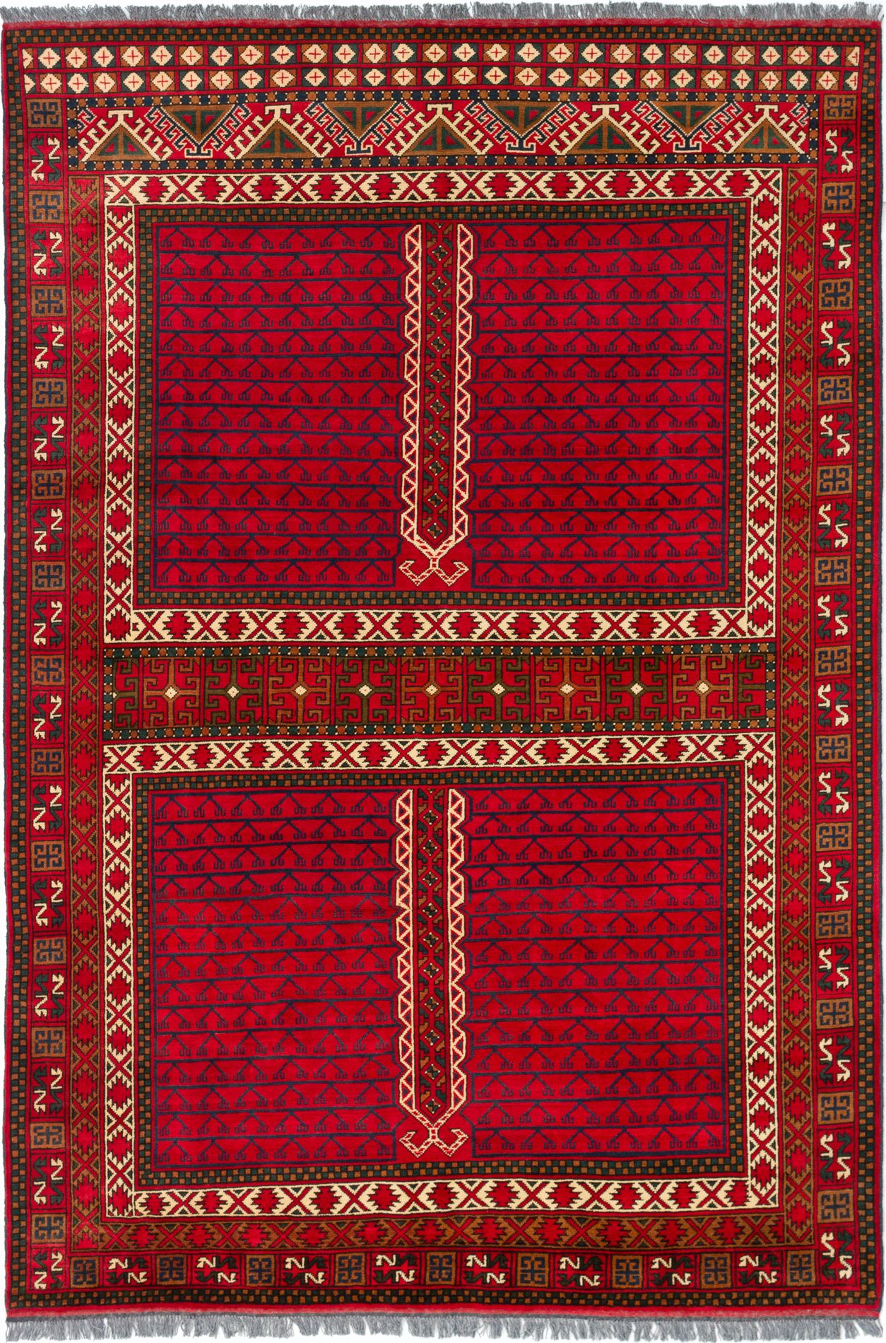 Hand-knotted Finest Kargahi Red Wool Rug 6'7" x 9'11" Size: 6'7" x 9'11"  