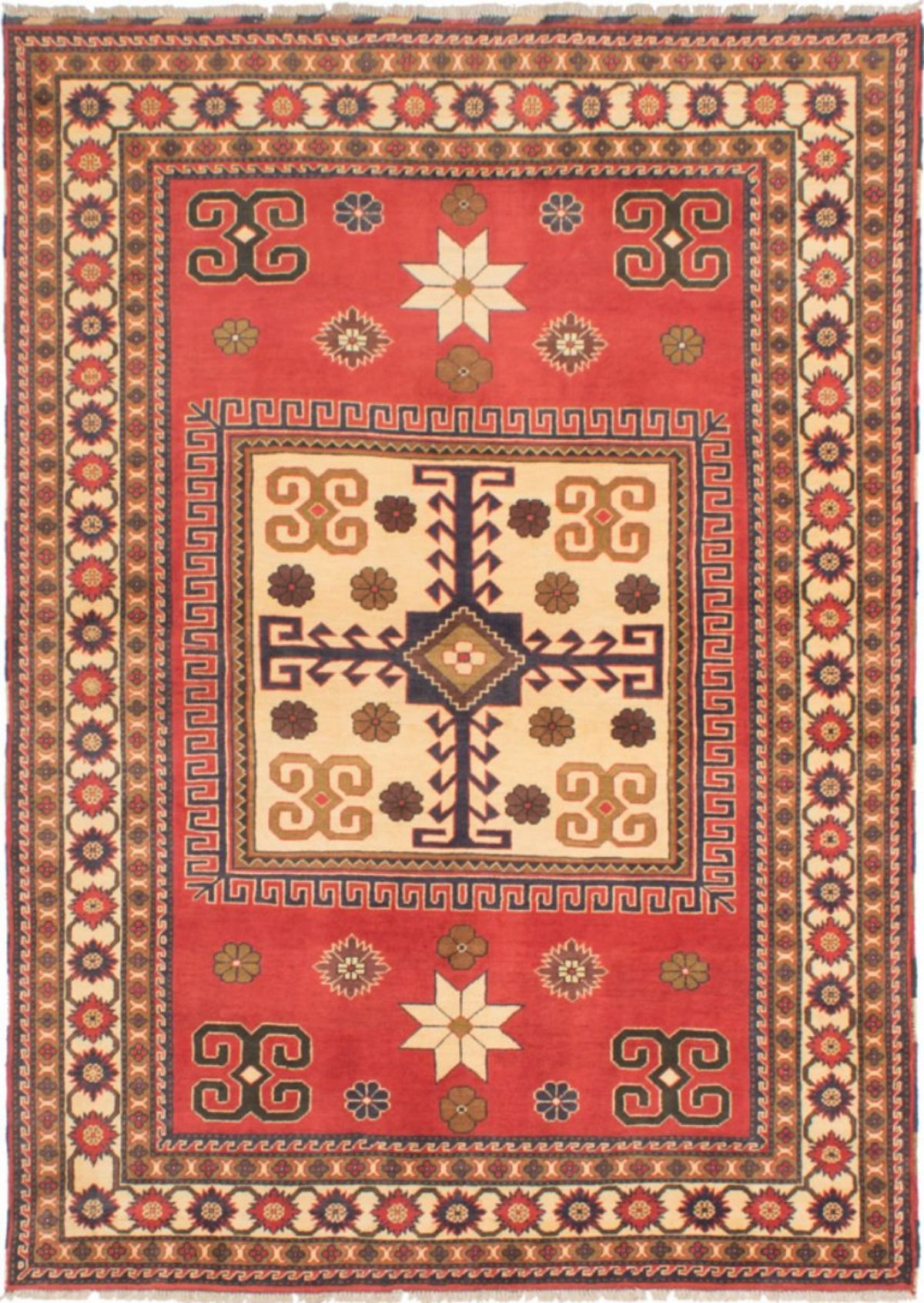 Hand-knotted Finest Kargahi Red Wool Rug 5'8" x 7'10" Size: 5'8" x 7'10"  
