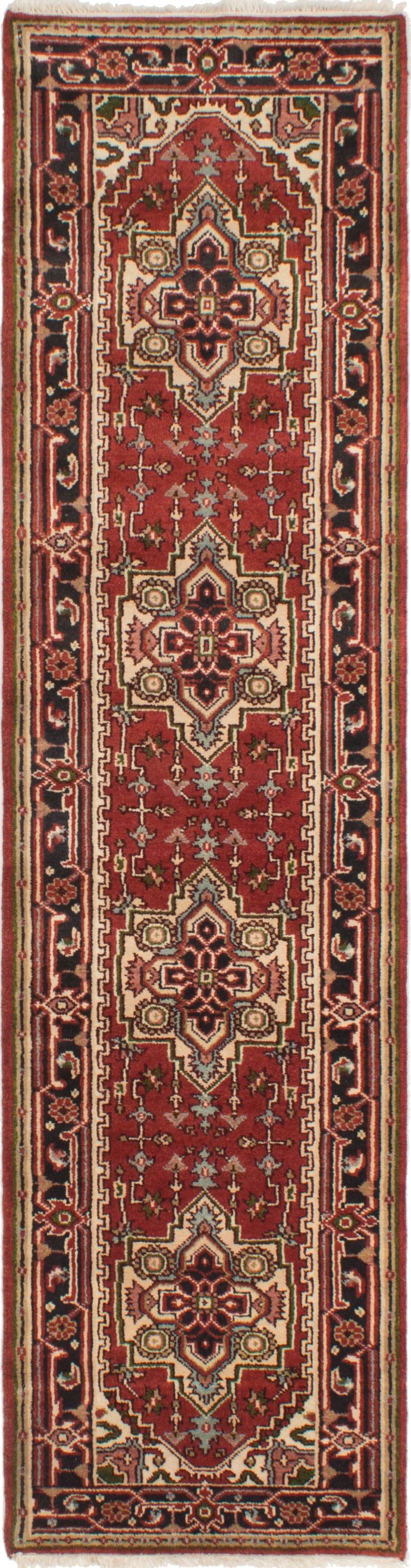 Hand-knotted Serapi Heritage Dark Red Wool Rug 2'7" x 10'3"  Size: 2'7" x 10'3"  