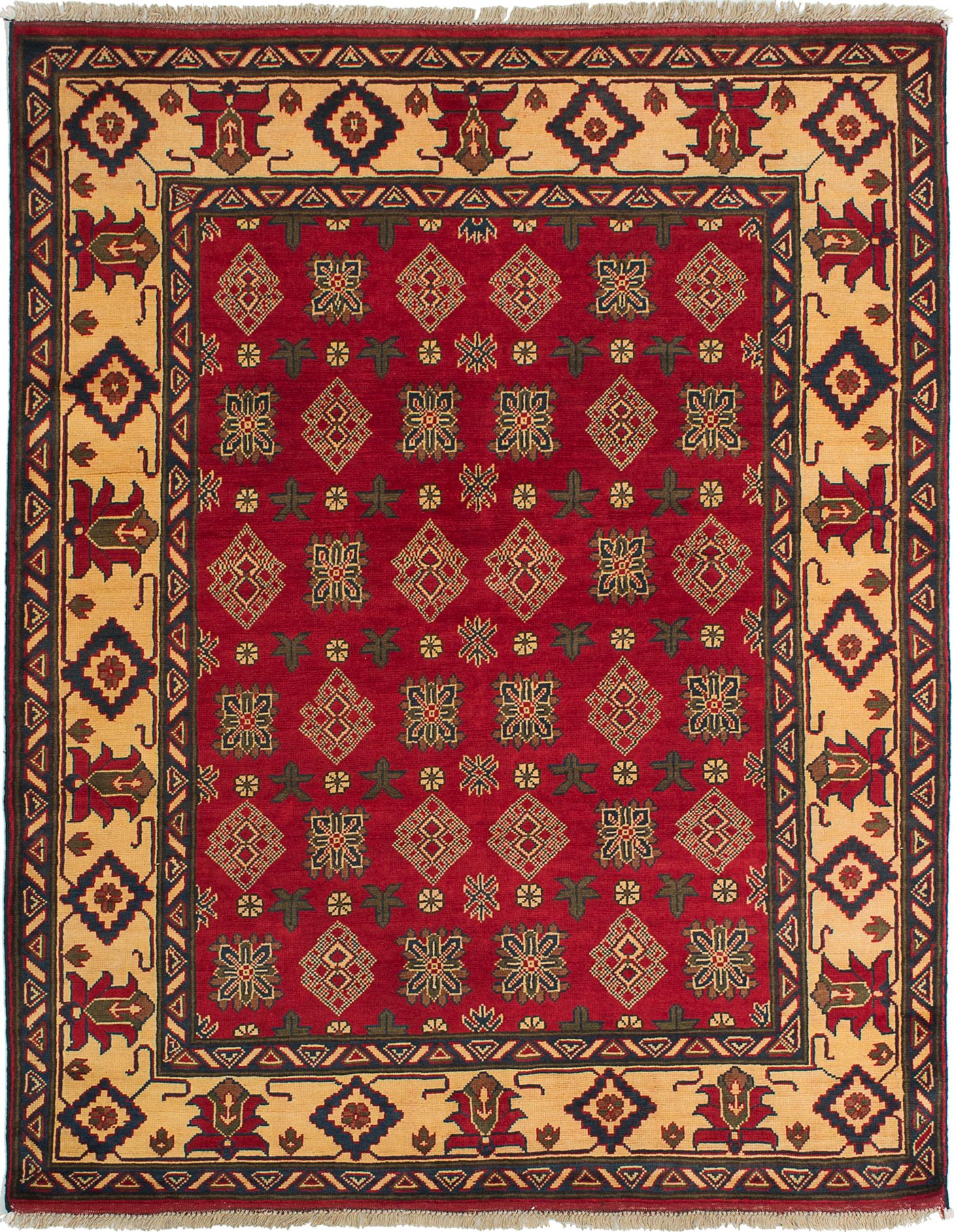 Hand-knotted Finest Kargahi Red Wool Rug 6'5" x 5'1" Size: 6'5" x 5'1"  