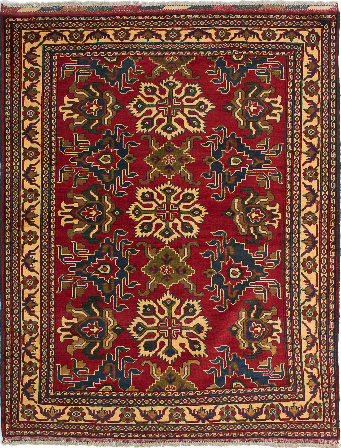 Hand-knotted Finest Kargahi Dark Red Wool Rug 6'8" x 5'4" Size: 6'8" x 5'4"  