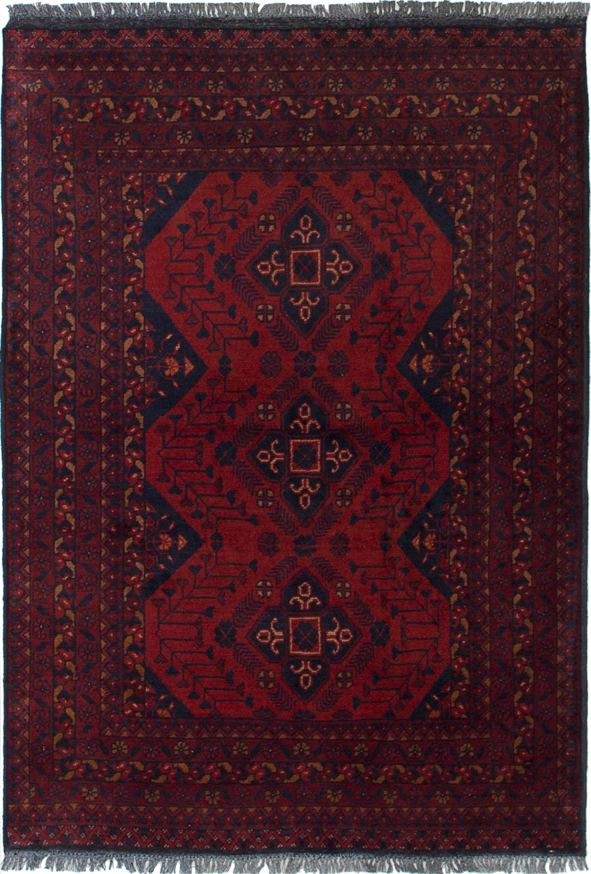 Hand-knotted Finest Khal Mohammadi Dark Red Wool Rug 3'6" x 5'0" Size: 3'6" x 5'0"  