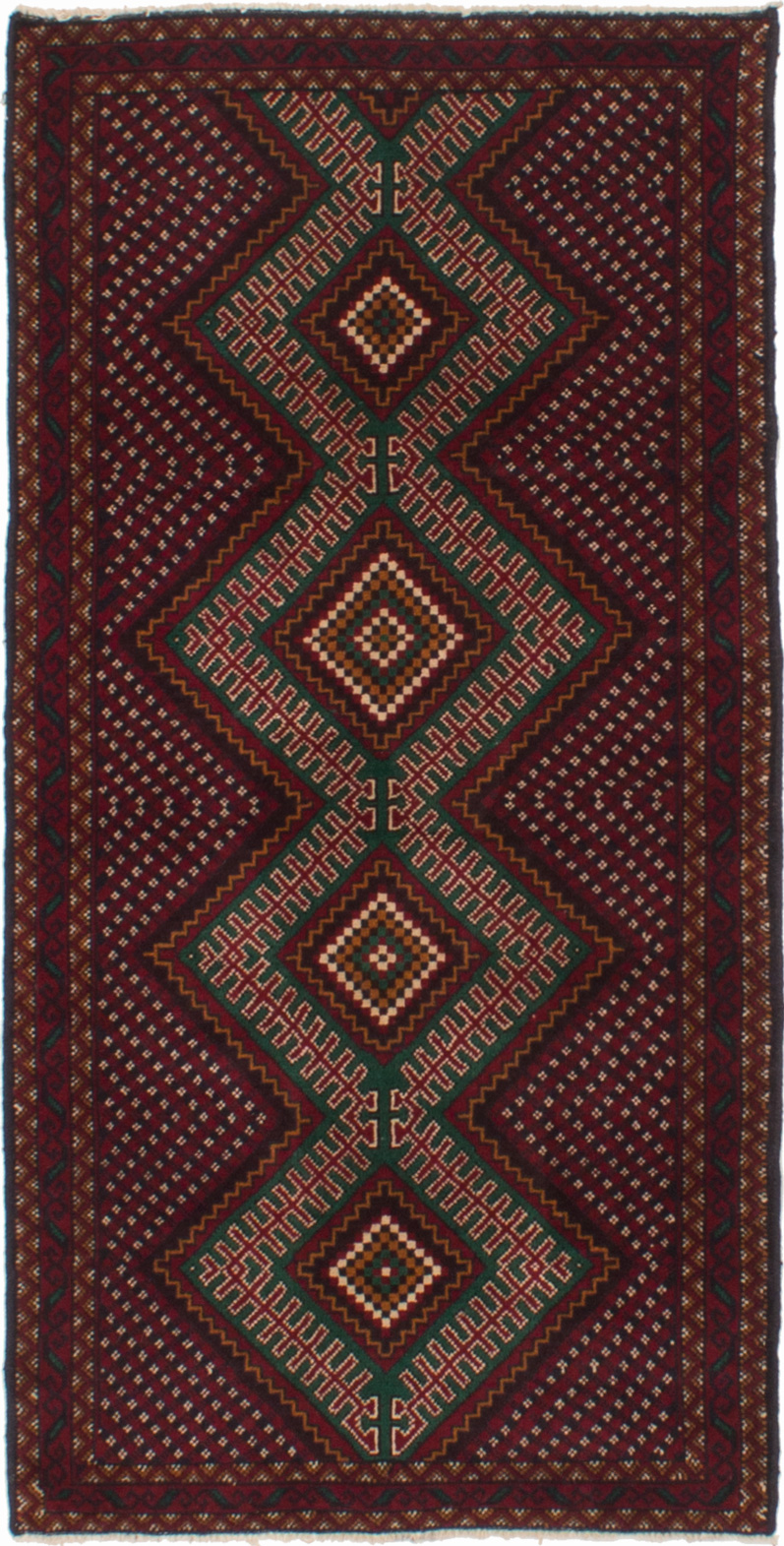 Hand-knotted Royal Baluch Dark Red Wool Rug 3'1" x 6'2"  Size: 3'1" x 6'2"  