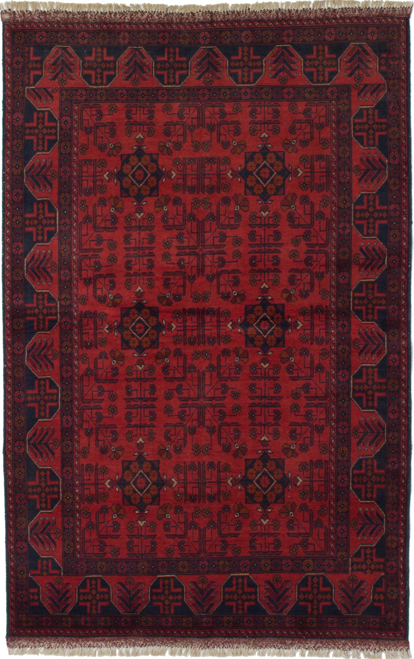 Hand-knotted Finest Khal Mohammadi Red Wool Rug 4'2" x 6'8"  Size: 4'2" x 6'8"  