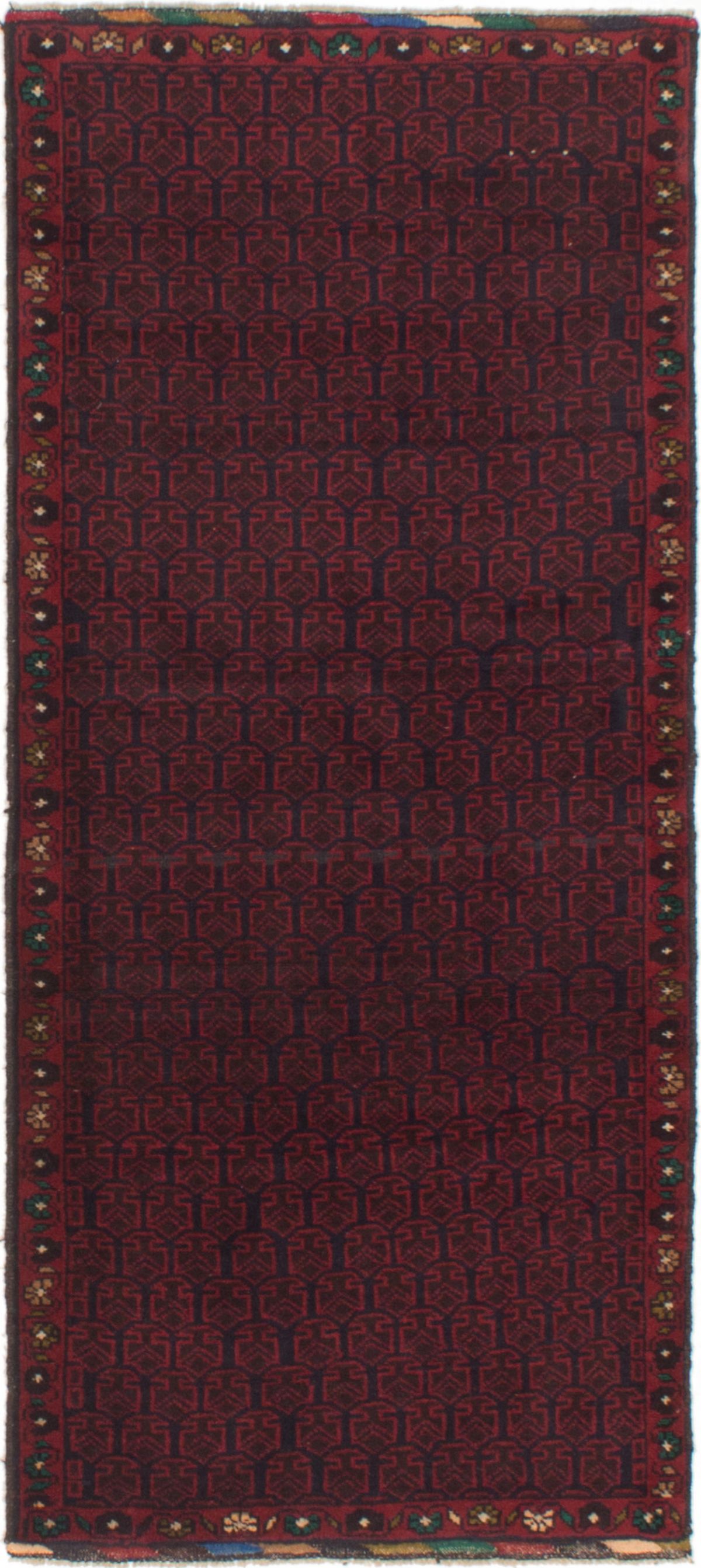 Hand-knotted Teimani Red Wool Rug 2'11" x 6'4" Size: 2'11" x 6'4"  