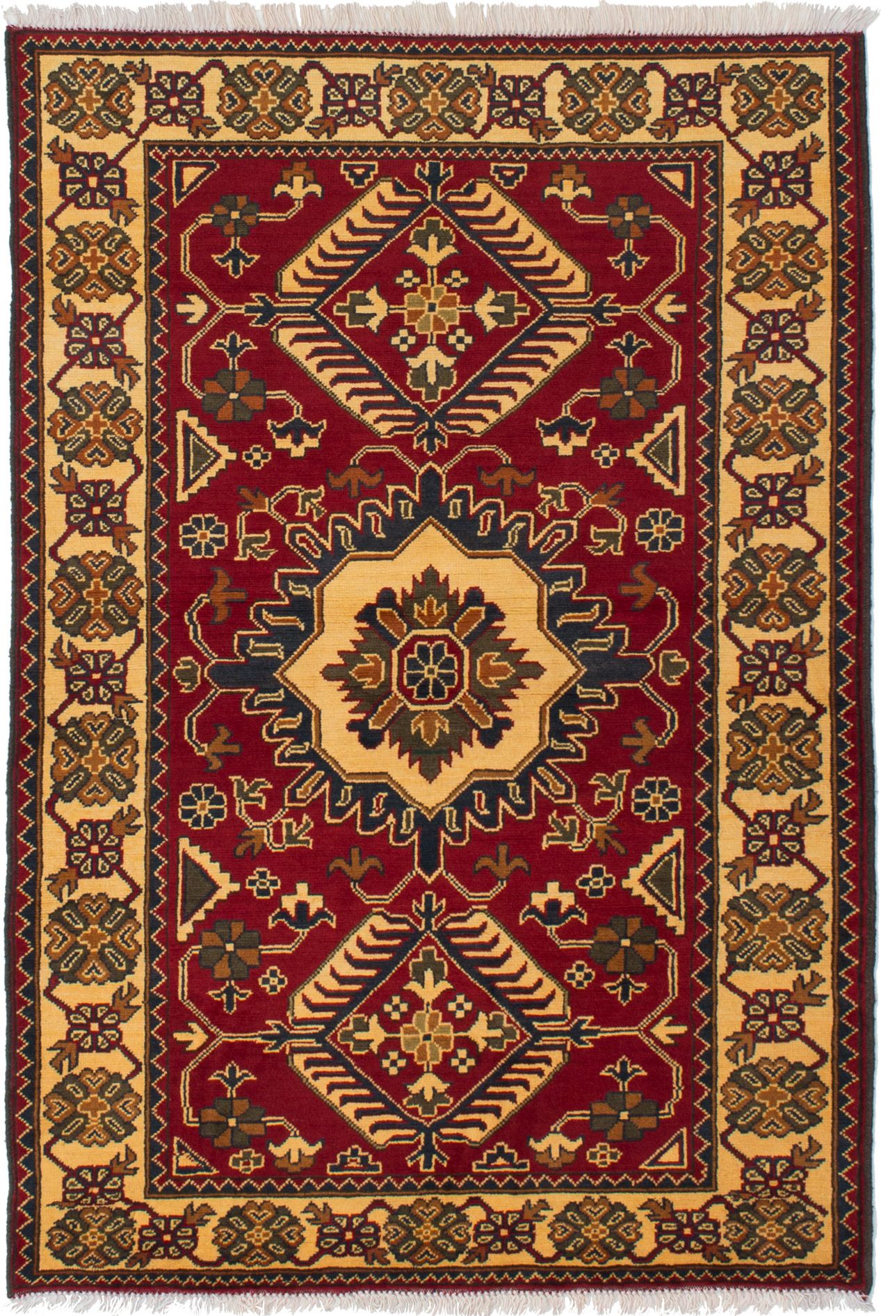 Hand-knotted Finest Kargahi Dark Red Wool Rug 4'0" x 6'0"  Size: 4'0" x 6'0"  