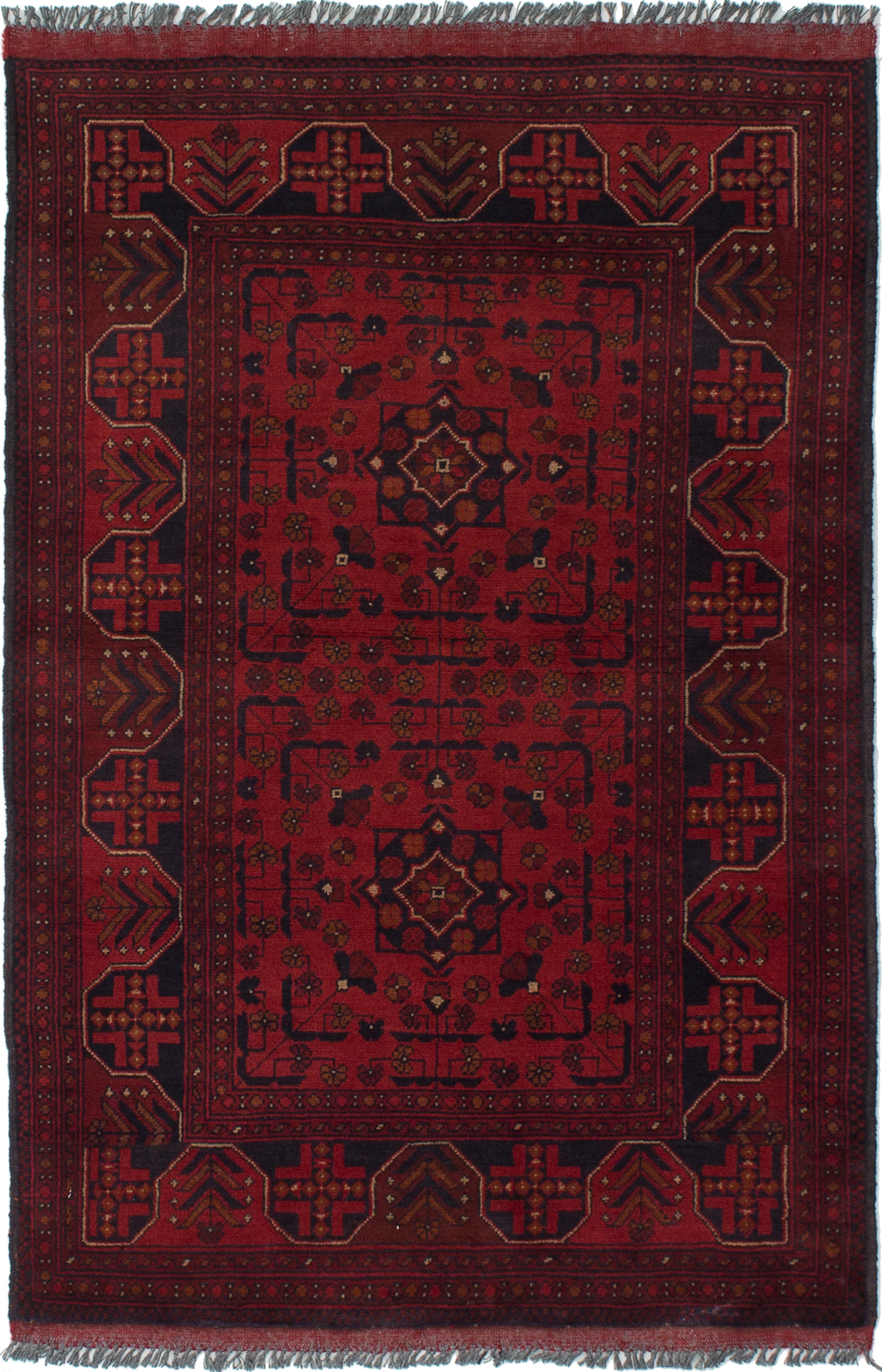 Hand-knotted Finest Khal Mohammadi Red Wool Rug 3'4" x 5'0" (24) Size: 3'4" x 5'0"  