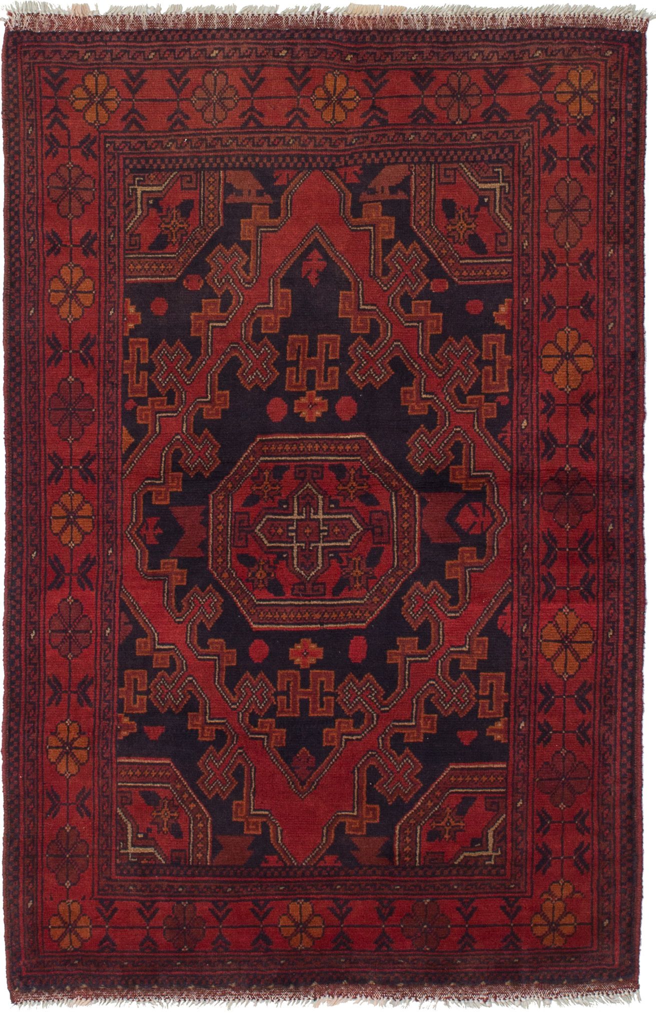 Hand-knotted Finest Khal Mohammadi Red Wool Rug 3'4" x 5'3" Size: 3'4" x 5'3"  
