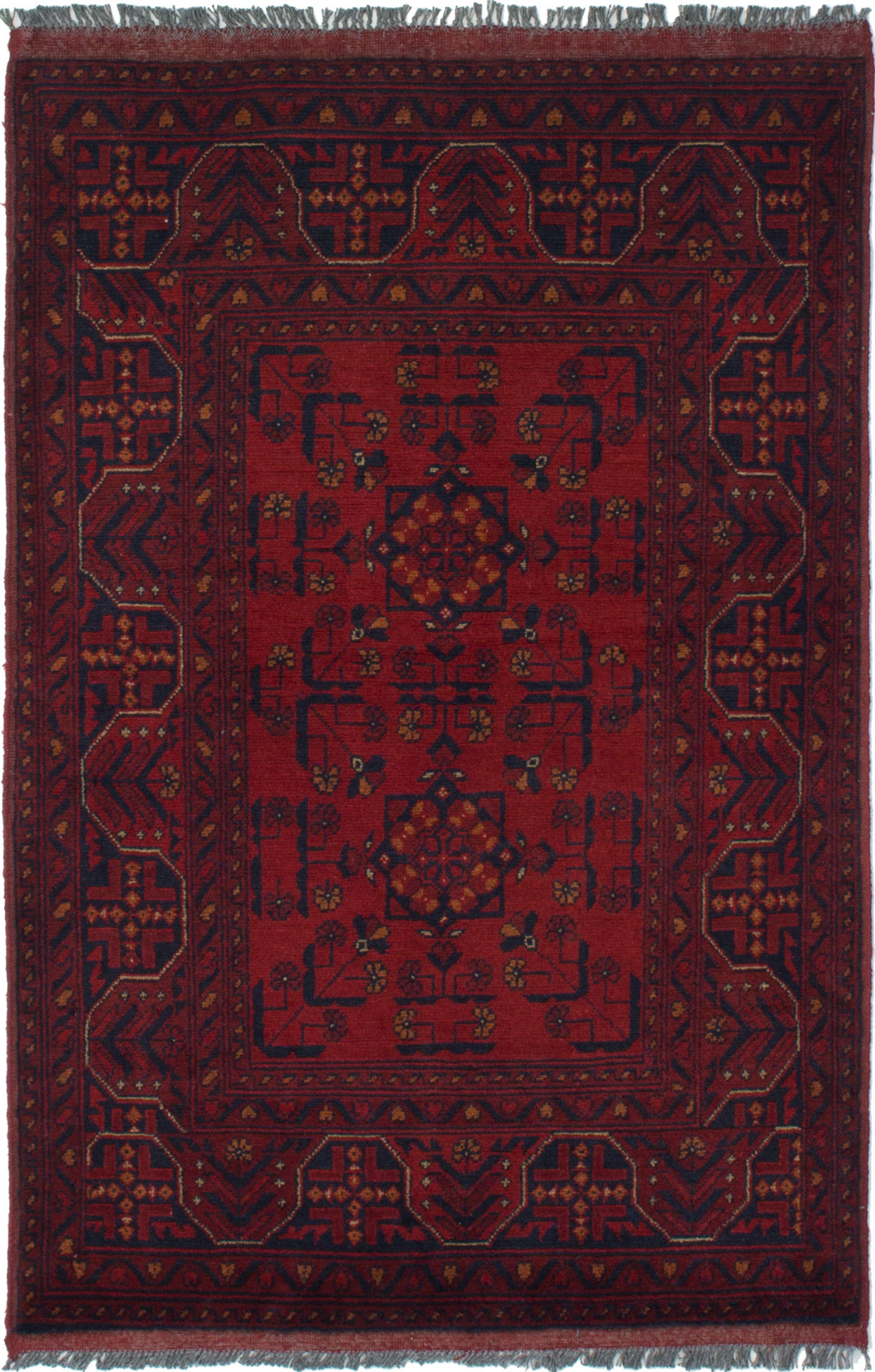 Hand-knotted Finest Khal Mohammadi Dark Red Wool Rug 3'2" x 5'1" Size: 3'2" x 5'1"  