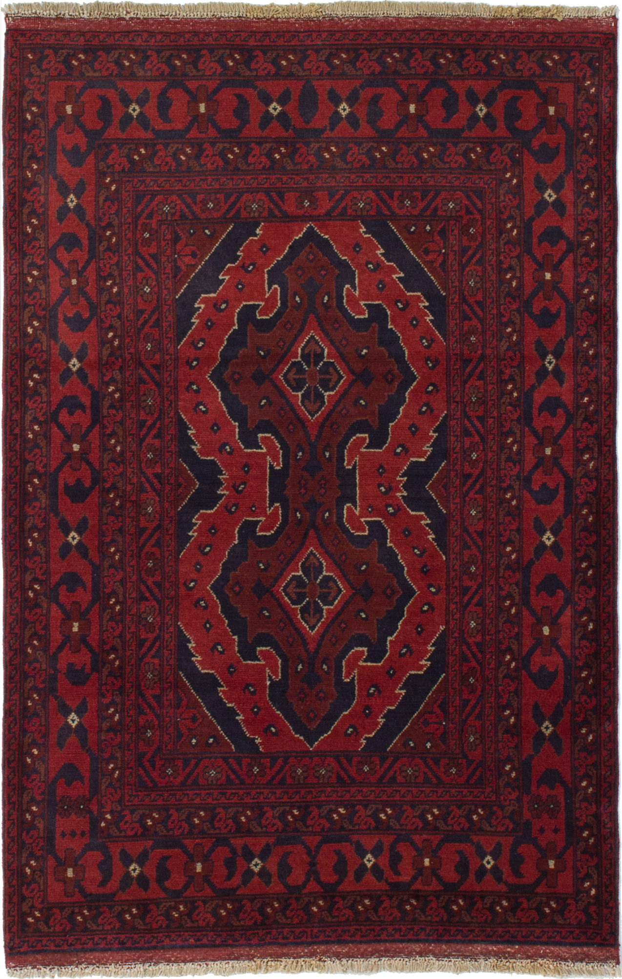Hand-knotted Finest Khal Mohammadi Red Wool Rug 3'6" x 5'2"  Size: 3'6" x 5'2"  