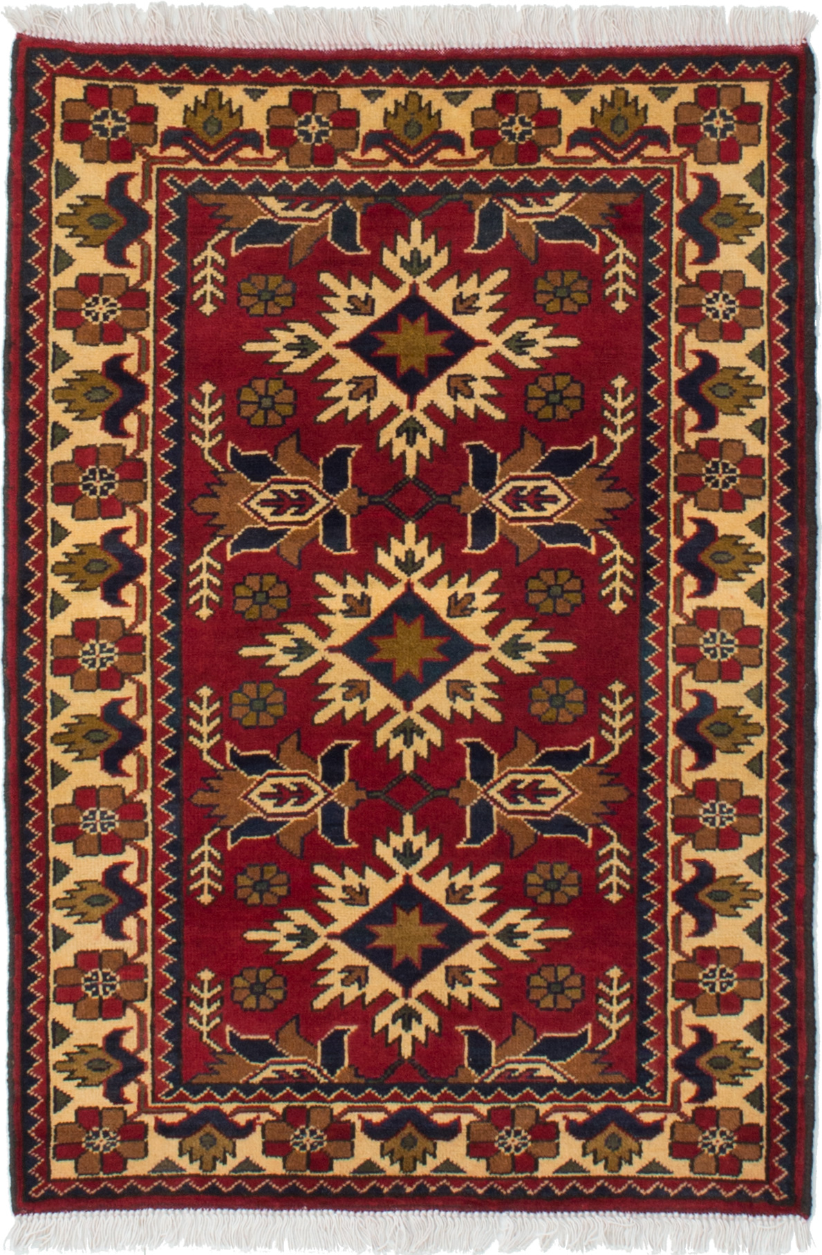 Hand-knotted Finest Kargahi Dark Red Wool Rug 2'10" x 4'0" Size: 2'10" x 4'0"  