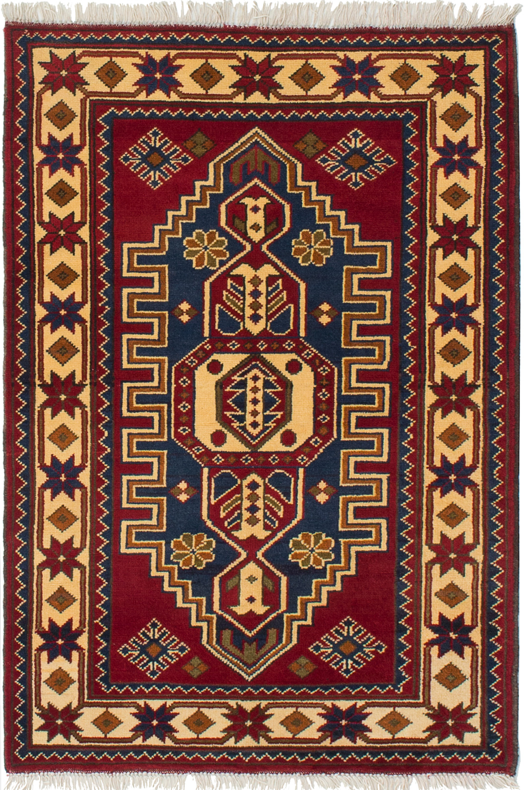 Hand-knotted Finest Kargahi Dark Red Wool Rug 2'9" x 3'11" Size: 2'9" x 3'11"  
