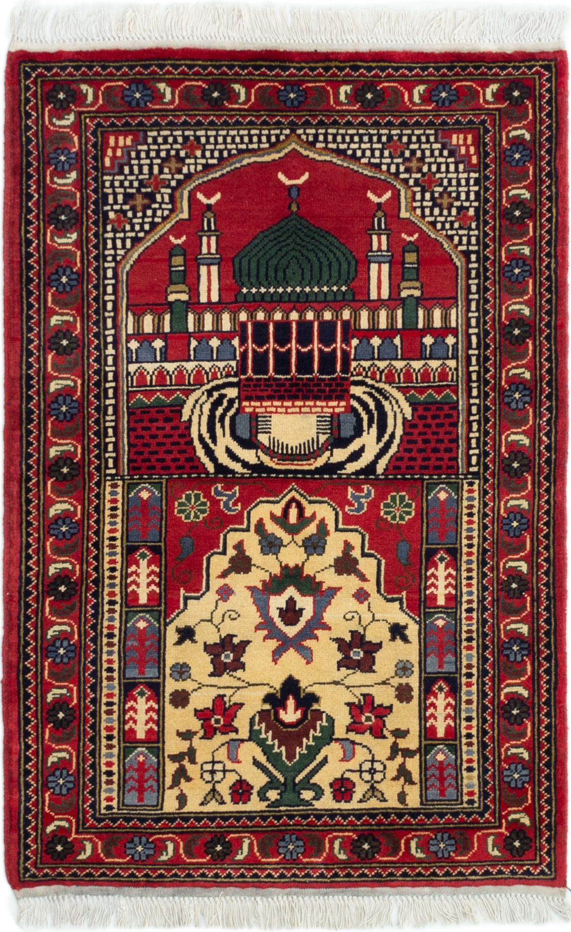 Hand-knotted Finest Kargahi Red Wool Rug 2'10" x 4'0"  Size: 2'10" x 4'0"  