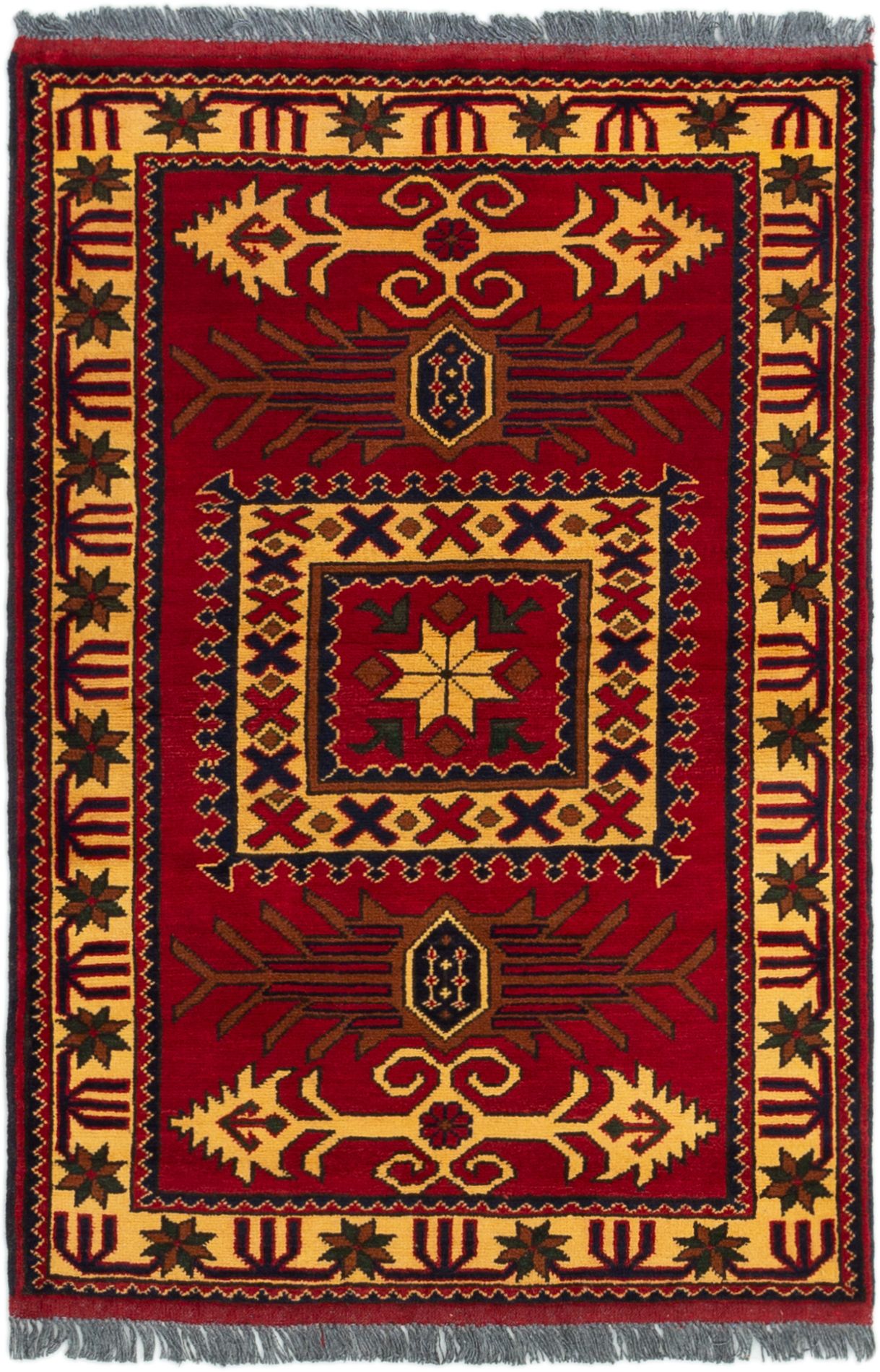 Hand-knotted Finest Kargahi Red Wool Rug 2'10" x 4'5" Size: 2'10" x 4'5"  
