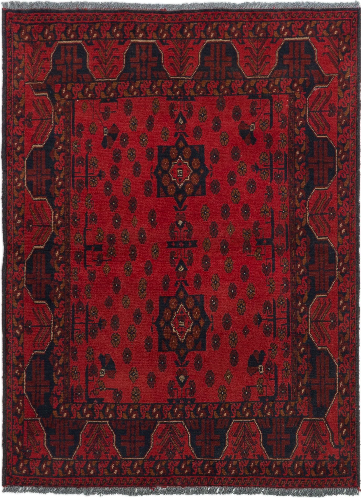 Hand-knotted Finest Khal Mohammadi Red Wool Rug 3'3" x 4'6" Size: 3'3" x 4'6"  