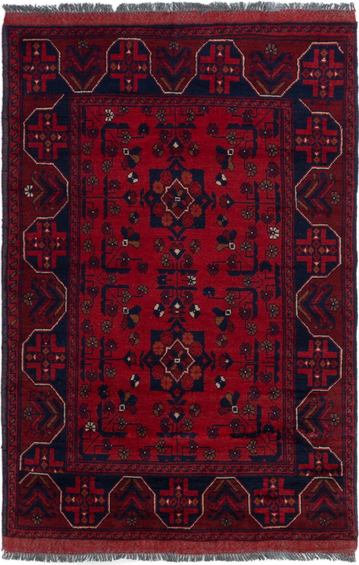 Hand-knotted Finest Khal Mohammadi Dark Red Wool Rug 3'4" x 5'2" Size: 3'4" x 5'2"  