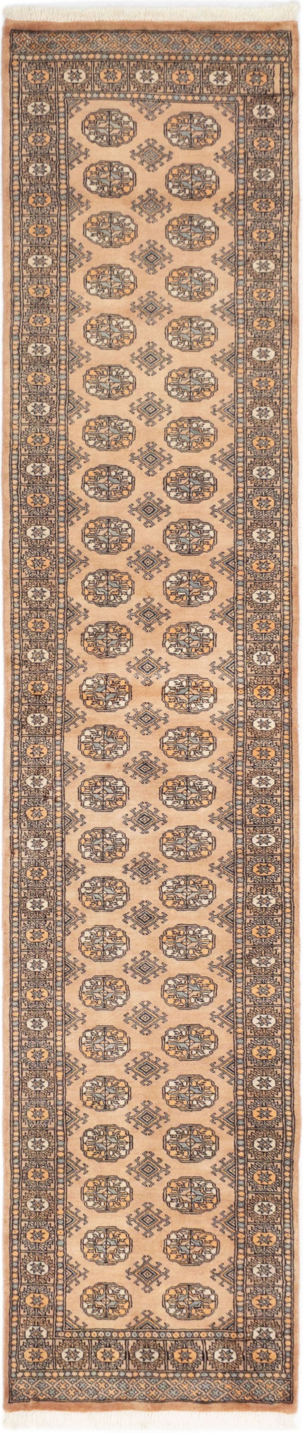 Hand-knotted Finest Peshawar Bokhara Tan Wool Rug 2'8" x 12'4" Size: 2'8" x 12'4"  