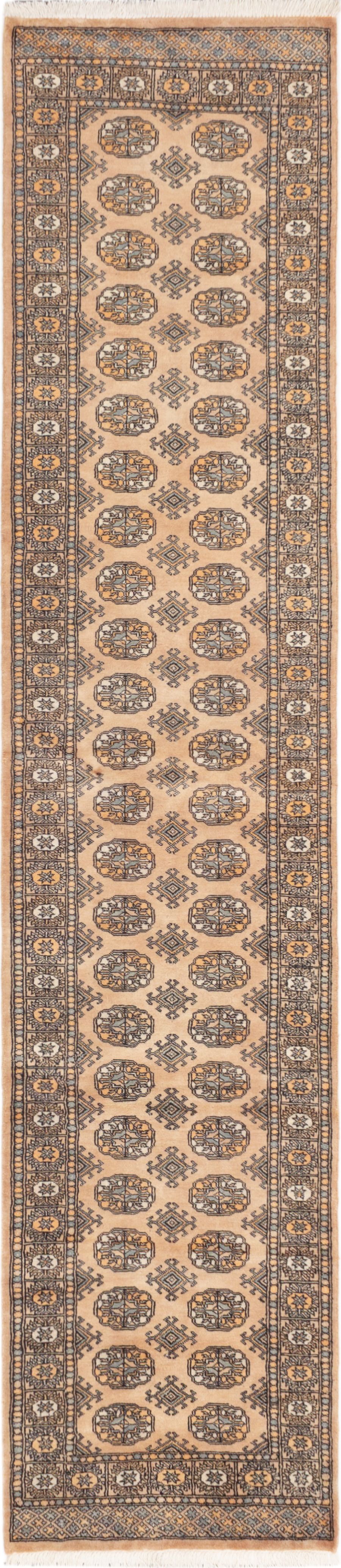 Hand-knotted Finest Peshawar Bokhara Tan Wool Rug 2'7" x 11'10" Size: 2'7" x 11'10"  