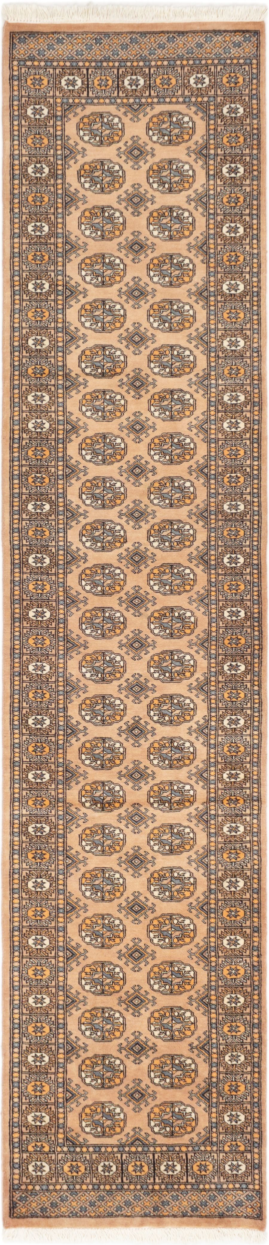 Hand-knotted Finest Peshawar Bokhara Tan Wool Rug 2'8" x 12'1" Size: 2'8" x 12'1"  