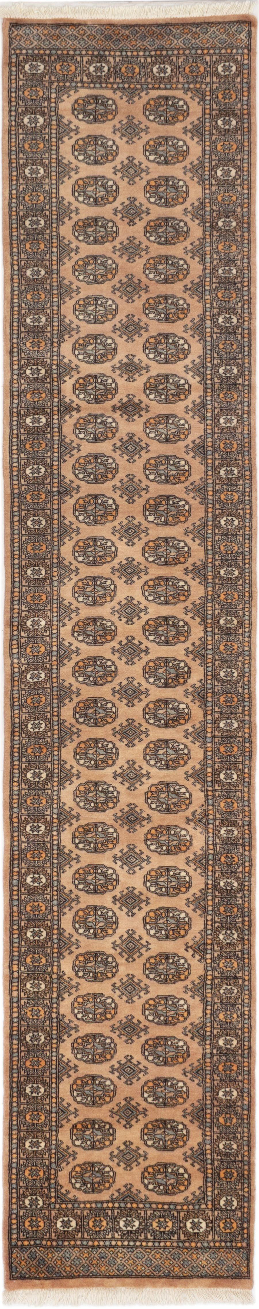 Hand-knotted Finest Peshawar Bokhara Tan Wool Rug 2'7" x 13'1" Size: 2'7" x 13'1"  