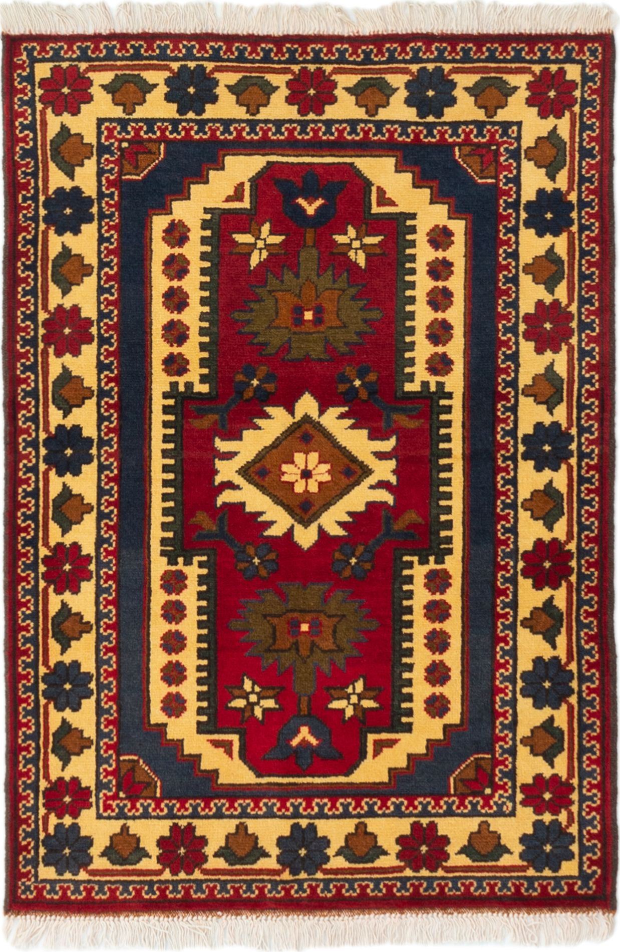 Hand-knotted Finest Kargahi Red Wool Rug 2'8" x 3'10" Size: 2'8" x 3'10"  