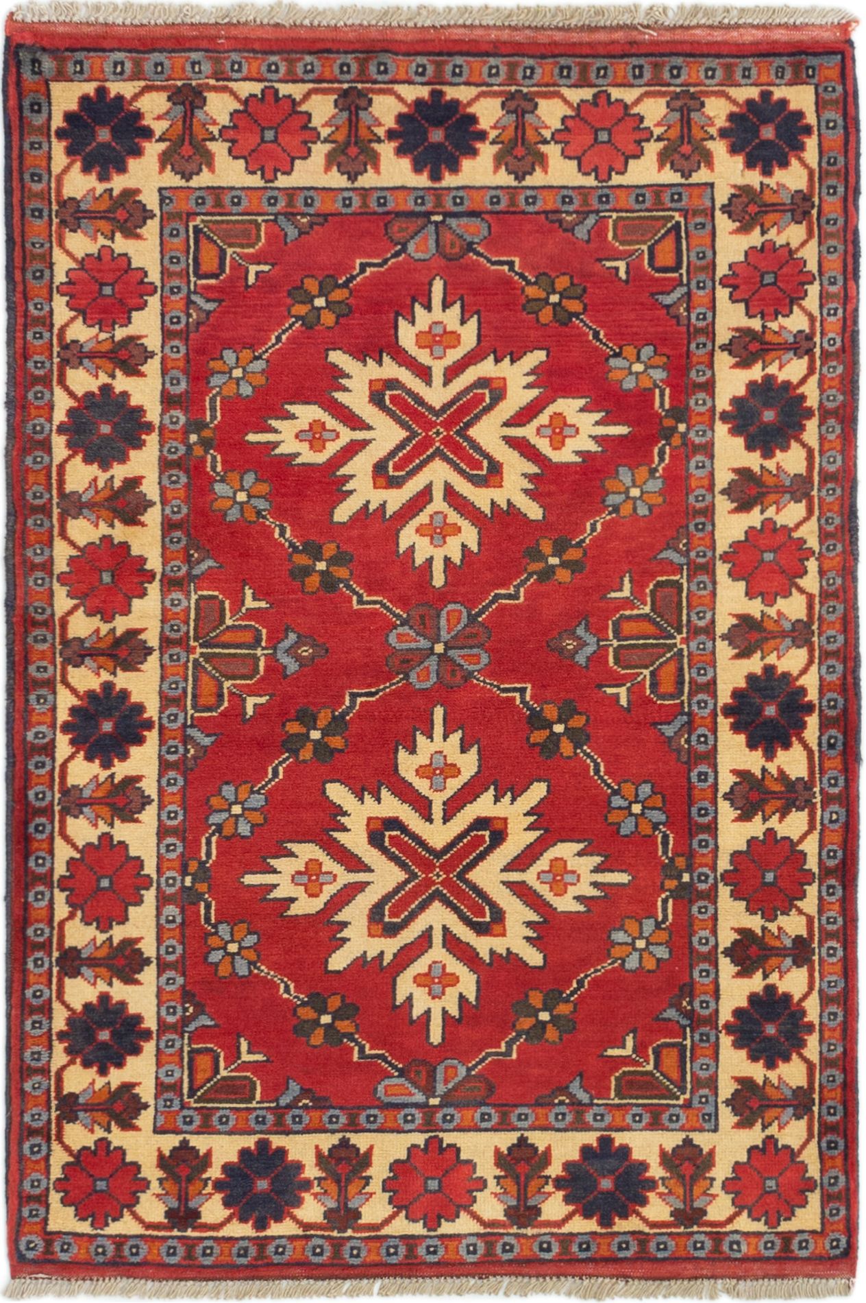Hand-knotted Finest Kargahi Red Wool Rug 2'10" x 4'2"  Size: 2'10" x 4'2"  