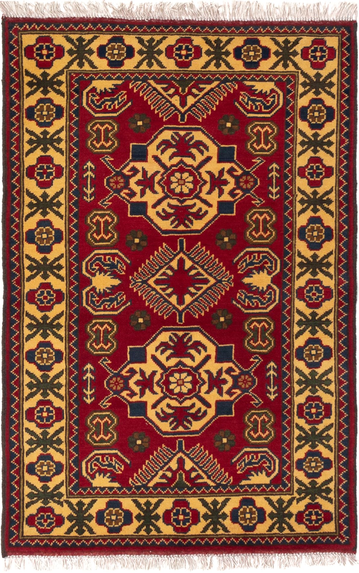 Hand-knotted Finest Kargahi Dark Red Wool Rug 2'9" x 4'2" Size: 2'9" x 4'2"  