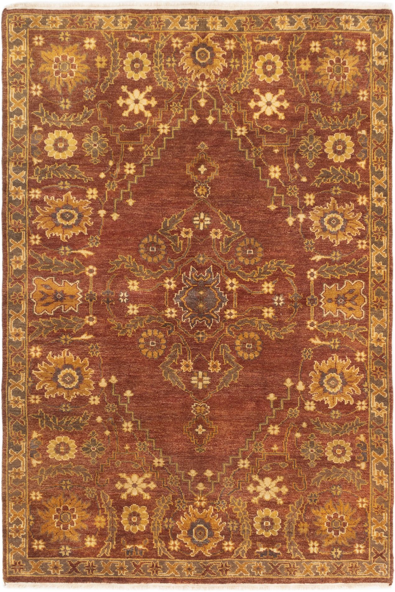 Hand-knotted Serapi Heritage Dark Brown Wool Rug 6'0" x 8'9" Size: 6'0" x 8'9"  