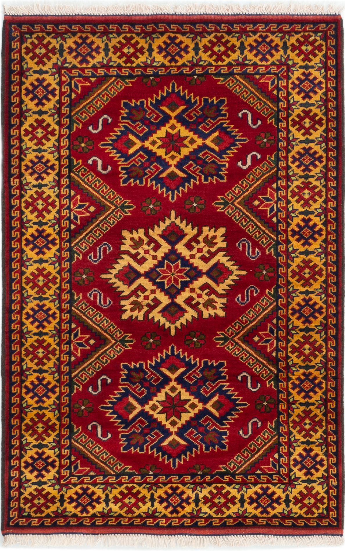 Hand-knotted Finest Kargahi Red Wool Rug 2'9" x 4'3"  Size: 2'9" x 4'3"  