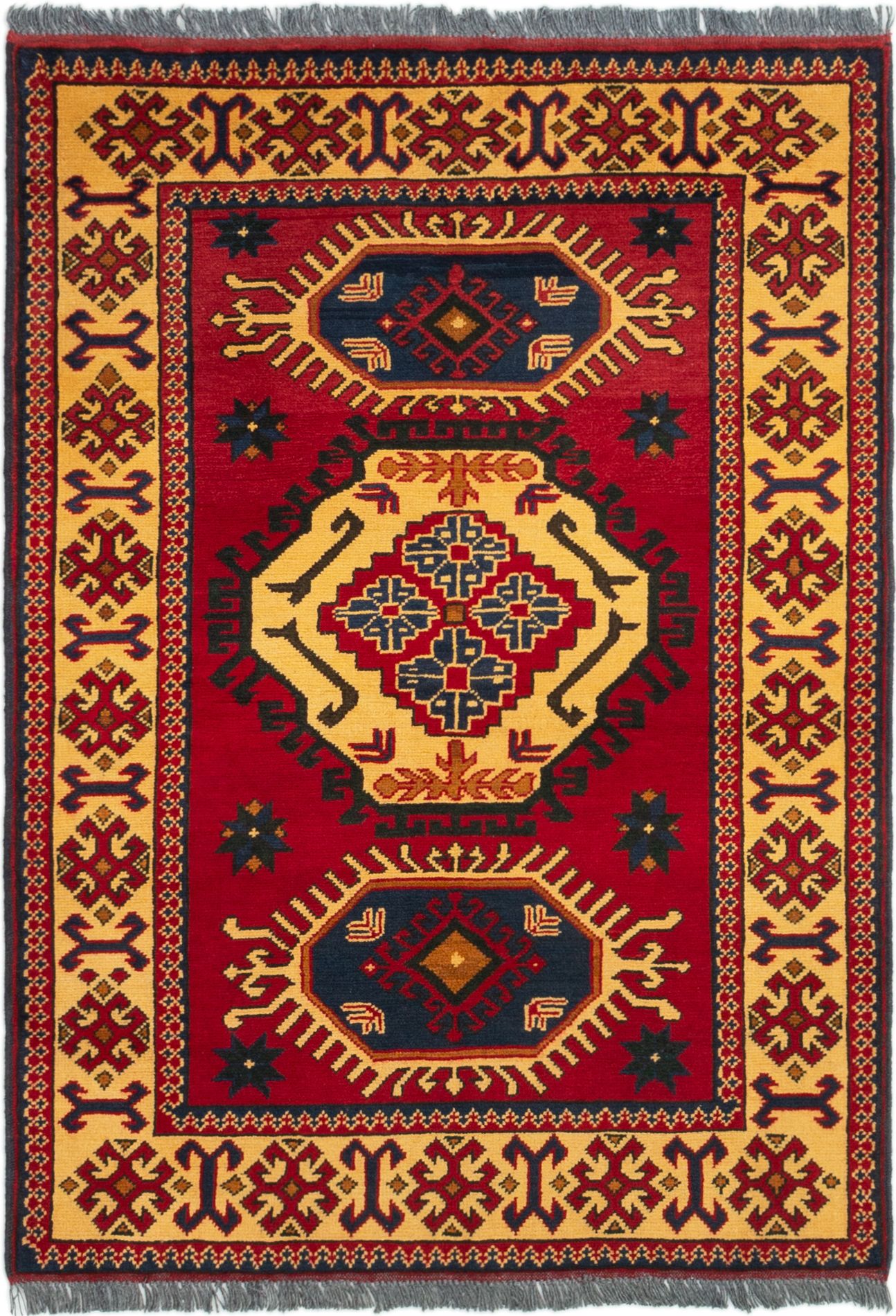 Hand-knotted Finest Kargahi Dark Red Wool Rug 3'6" x 4'9" Size: 3'6" x 4'9"  