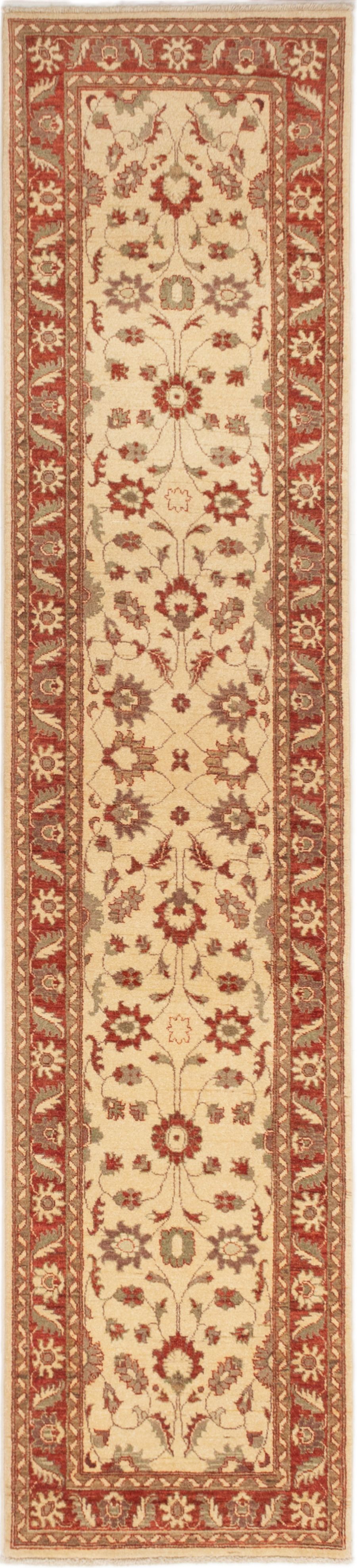 Hand-knotted Chobi Finest Ivory Wool Rug 2'8" x 11'10" Size: 2'8" x 11'10"  