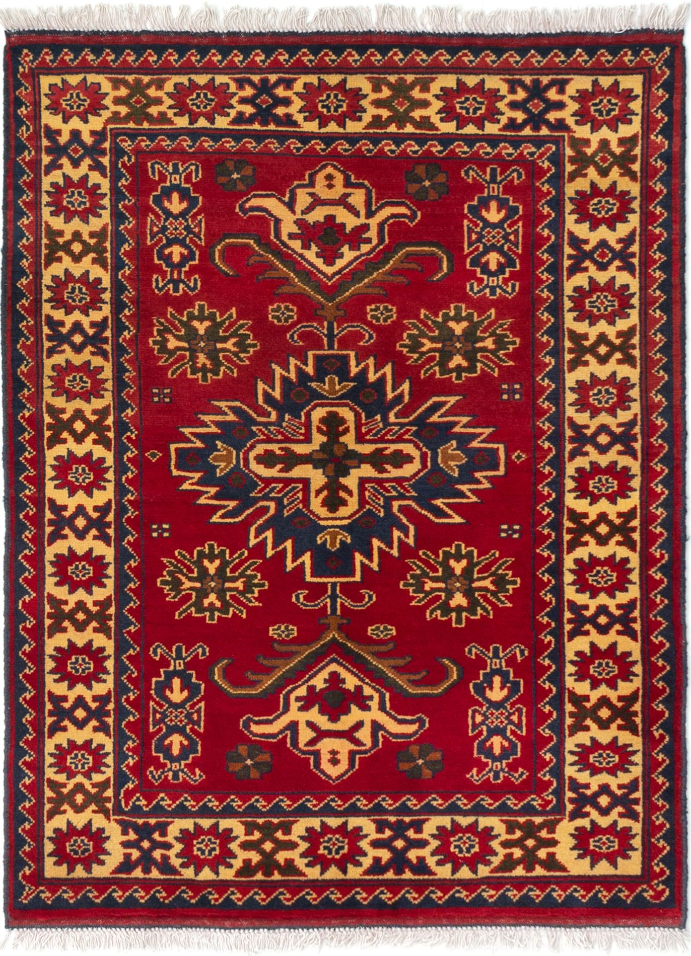 Hand-knotted Finest Kargahi Dark Red Wool Rug 3'5" x 4'8" Size: 3'5" x 4'8"  