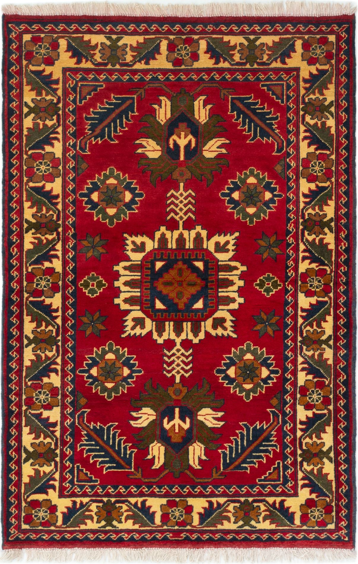 Hand-knotted Finest Kargahi Red Wool Rug 3'6" x 5'2" Size: 3'6" x 5'2"  