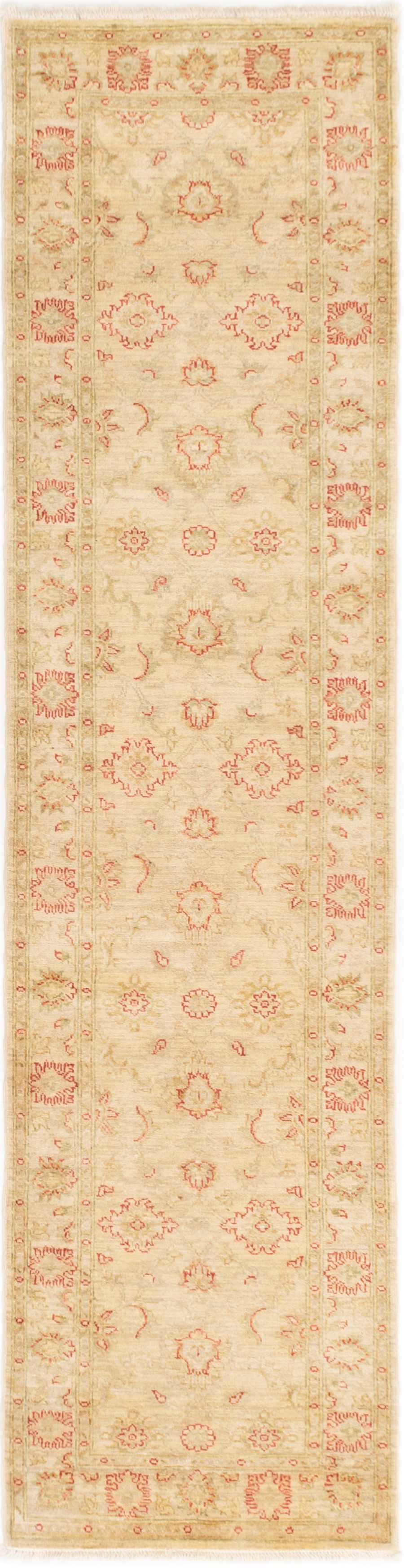 Hand-knotted Chobi Finest Ivory Wool Rug 2'6" x 10'0" Size: 2'6" x 10'0"  