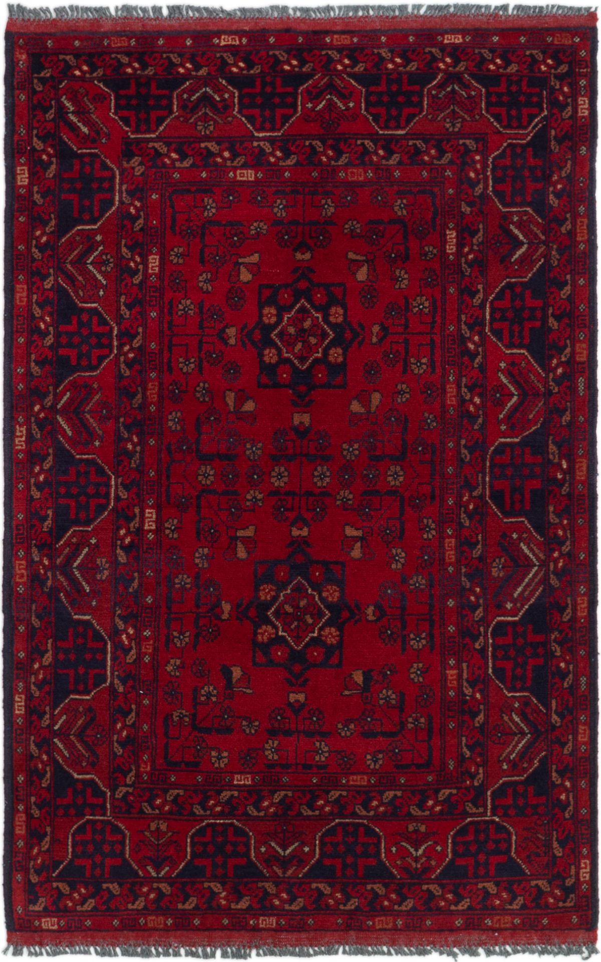 Hand-knotted Finest Khal Mohammadi Dark Red Wool Rug 3'2" x 4'11" Size: 3'2" x 4'11"  